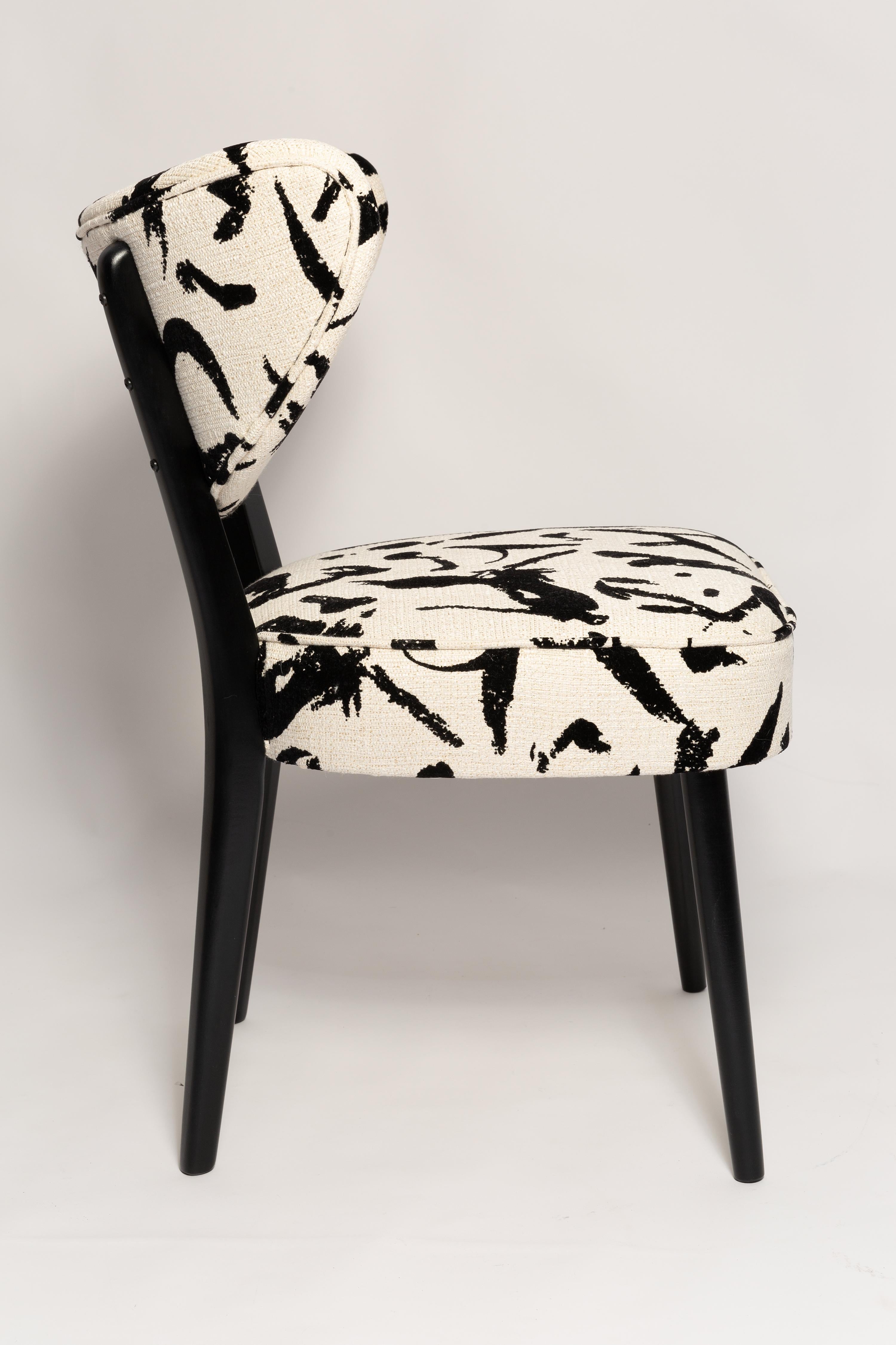 Polish Vintola Dining Chair, Cream and Black Ichi-go Ichi-e by Dedar, Europe, Poland For Sale