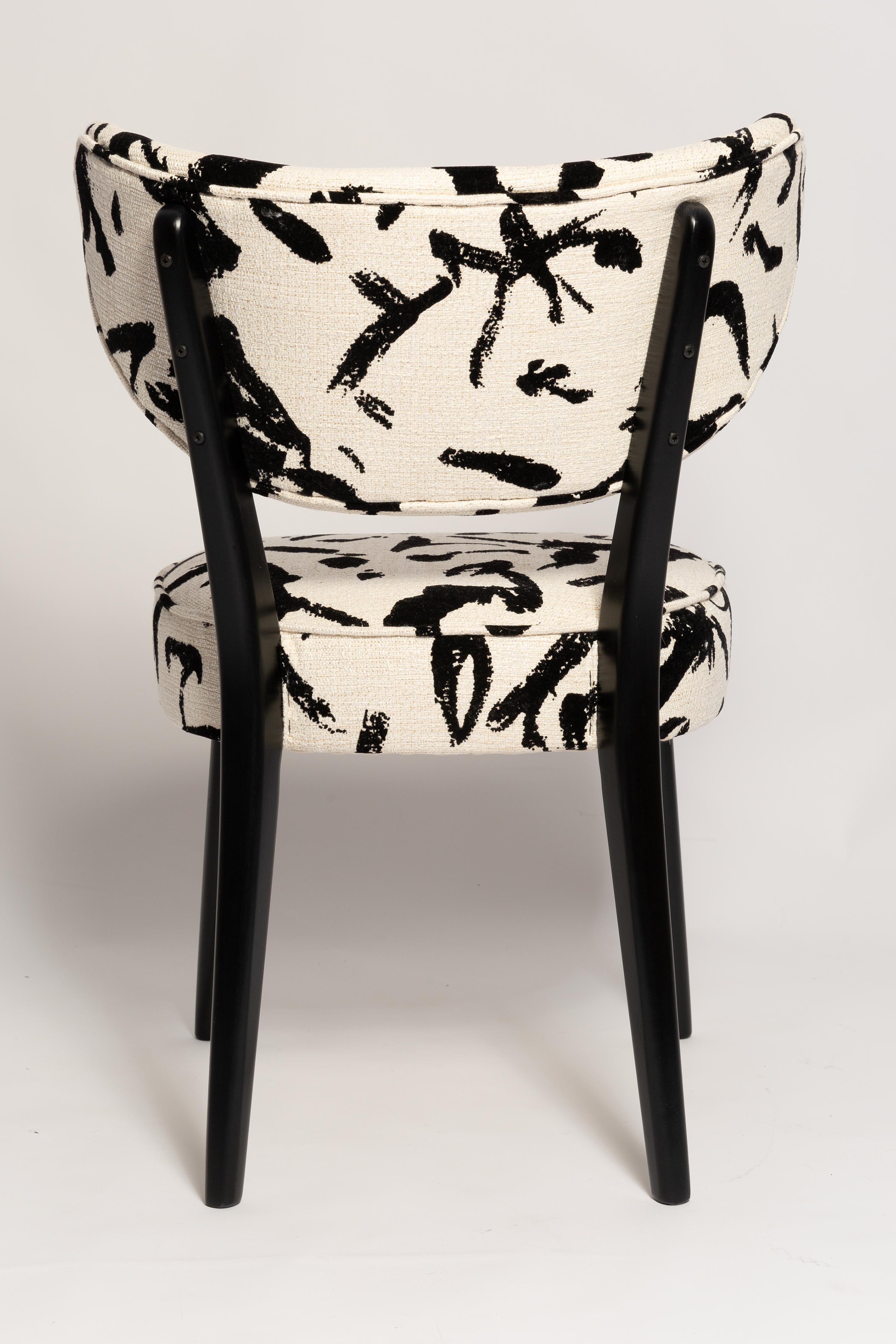 Contemporary Vintola Dining Chair, Cream and Black Ichi-go Ichi-e by Dedar, Europe, Poland For Sale