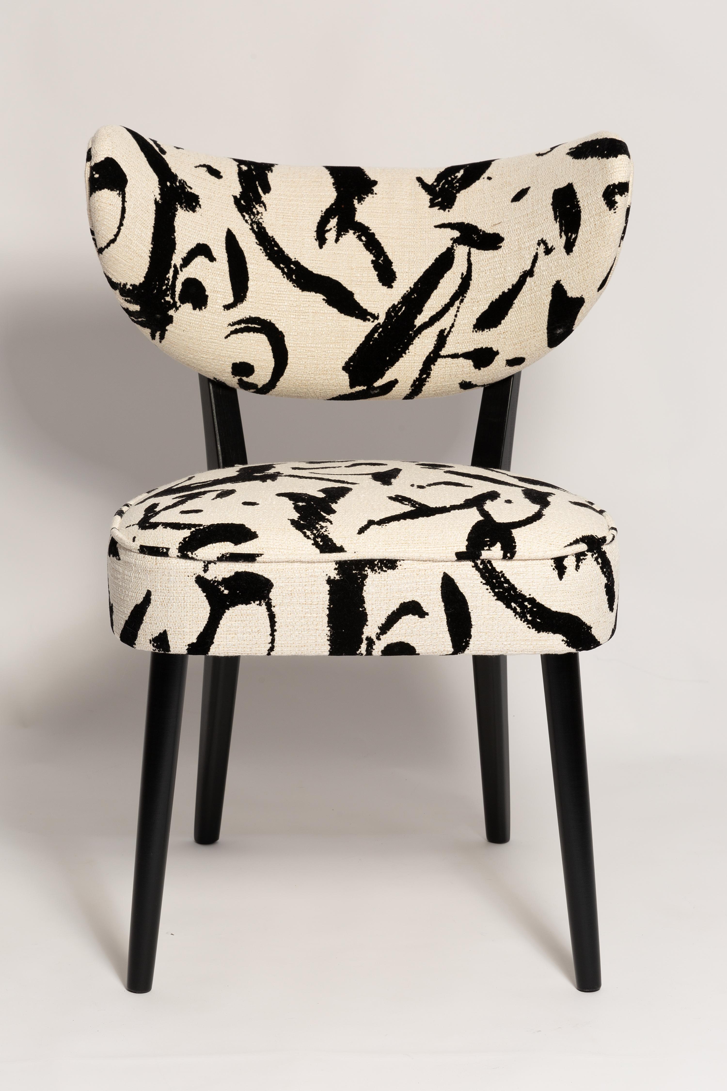 Bouclé Vintola Dining Chair, Cream and Black Ichi-go Ichi-e by Dedar, Europe, Poland For Sale