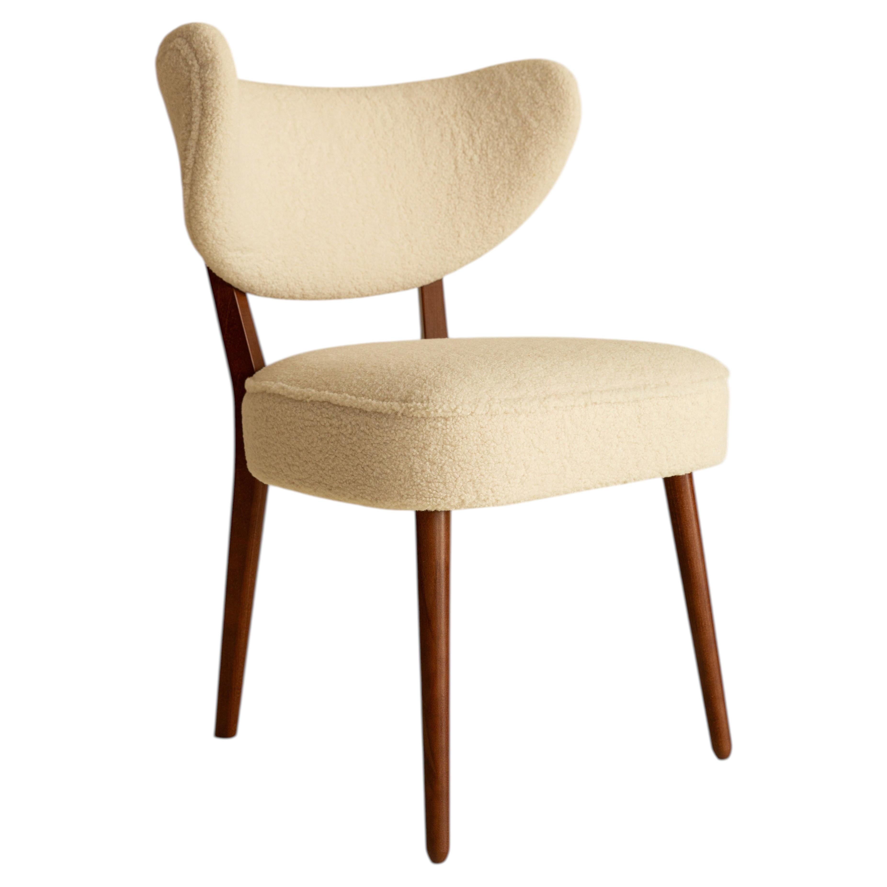 Vintola Dining Chair, Ivory White Boucle, Walnut Wood, Vintola Studio For Sale