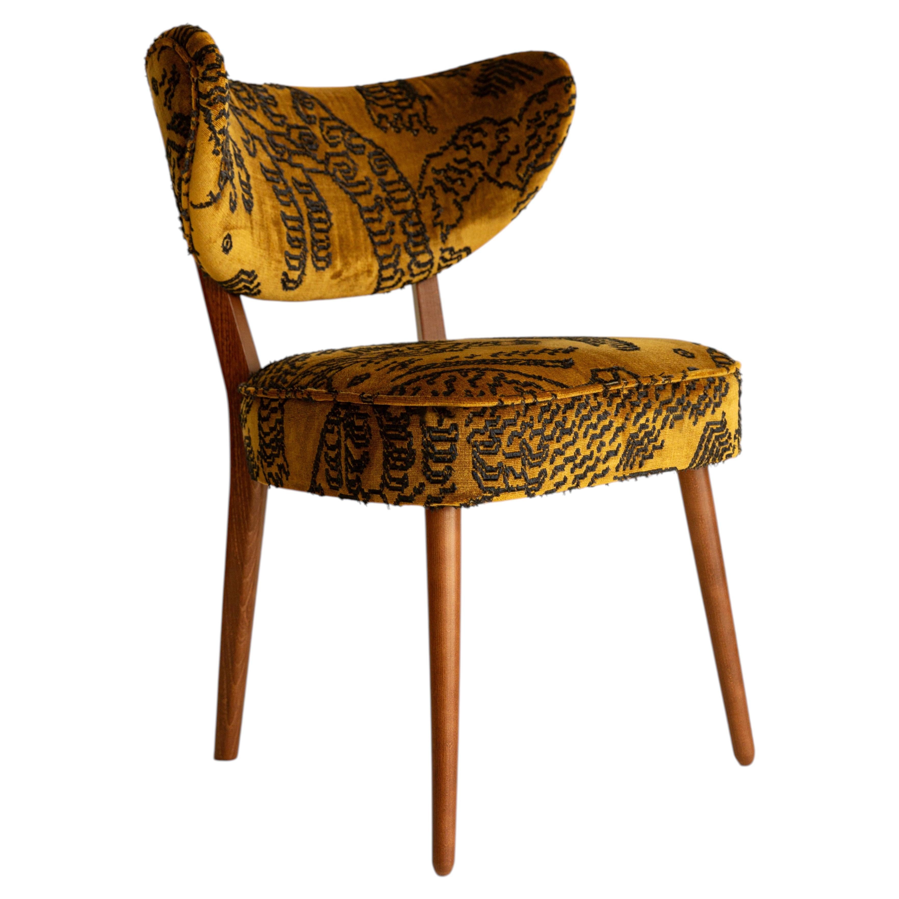 Vintola Dining Chair, Tiger Mountain Velvet - Dedar, Walnut Wood, Vintola Studio