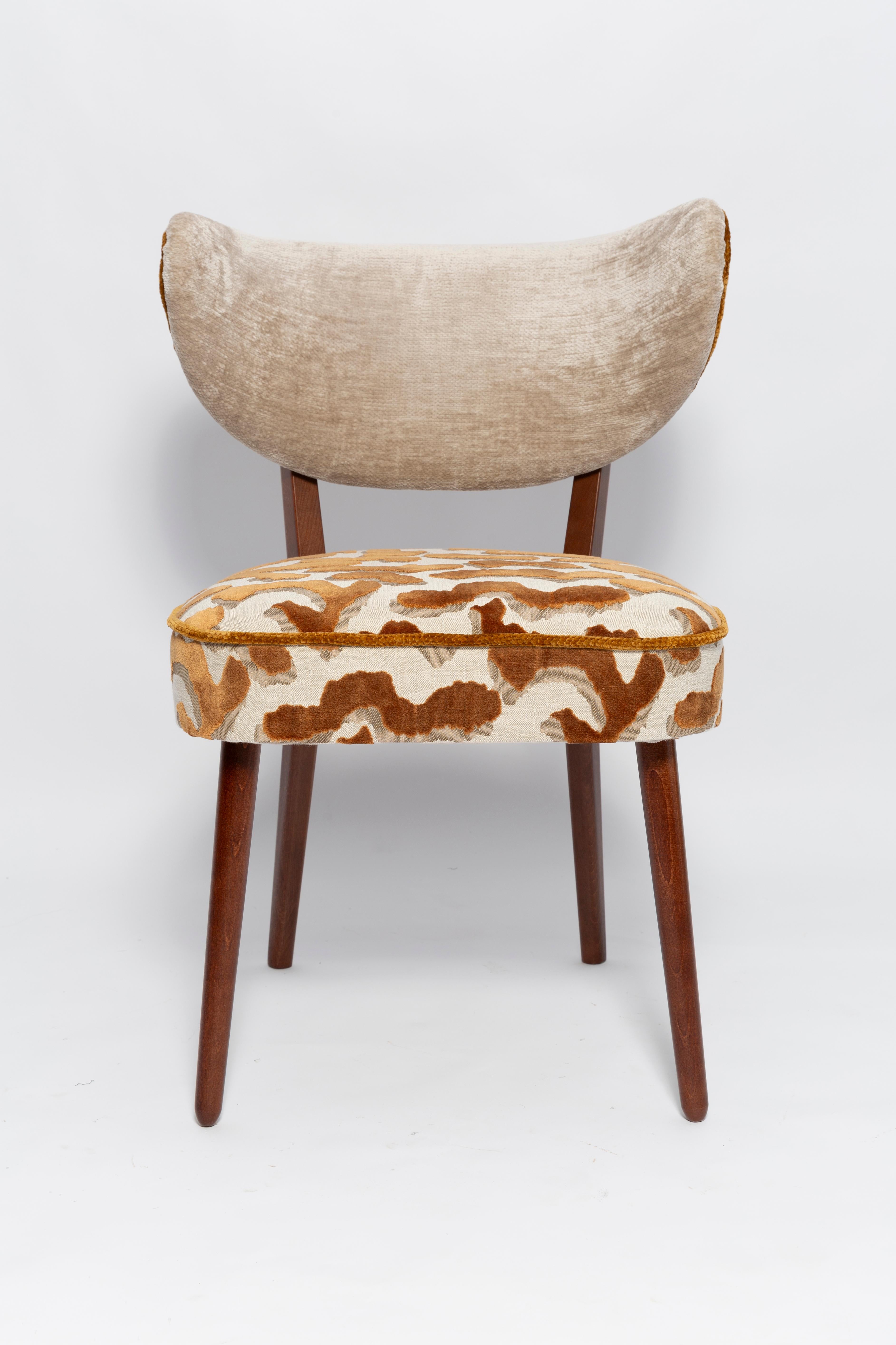 Hand-Crafted Vintola Studio Dining Chair, Casamance Nimbus Leopard Fabric, Europe, Poland For Sale
