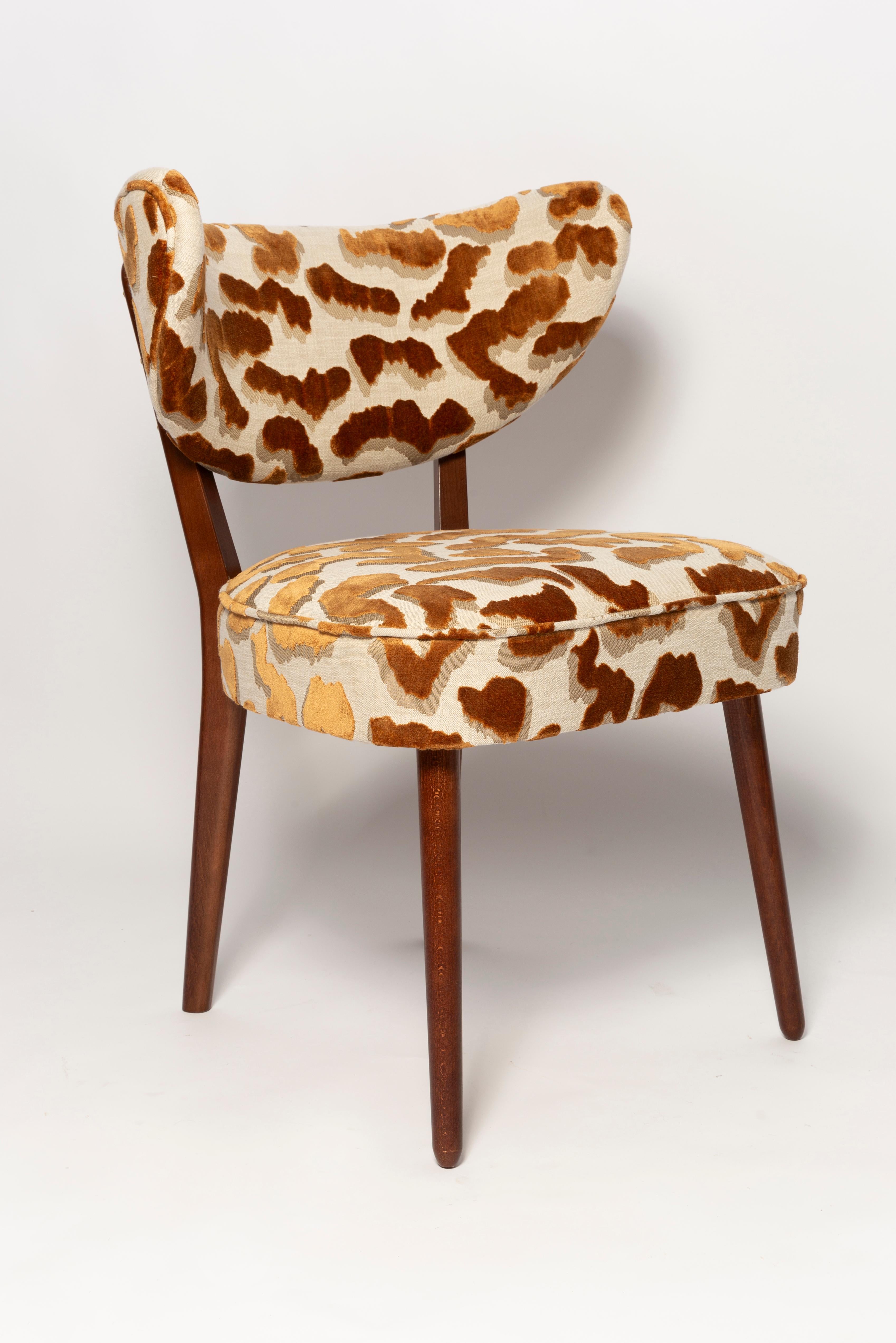 Mid-Century Modern Vintola Studio Dining Chair, Casamance Nimbus Leopard Fabric For Sale