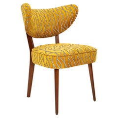 Vintola Studio Dining Chair, Casamance Parioli Yellow Jacquard Velvet Fabric
