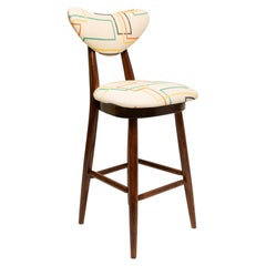 Vintola Studio Heart Bar Stool, White Métro Beaubourg Jacquard by Dedar, Europe.