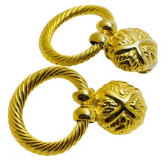 Vintsge gold tone door knocker clip on earrings
