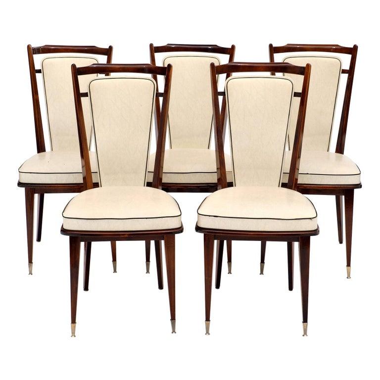Vinyl French Modernist Dining Chairs at 1stDibs