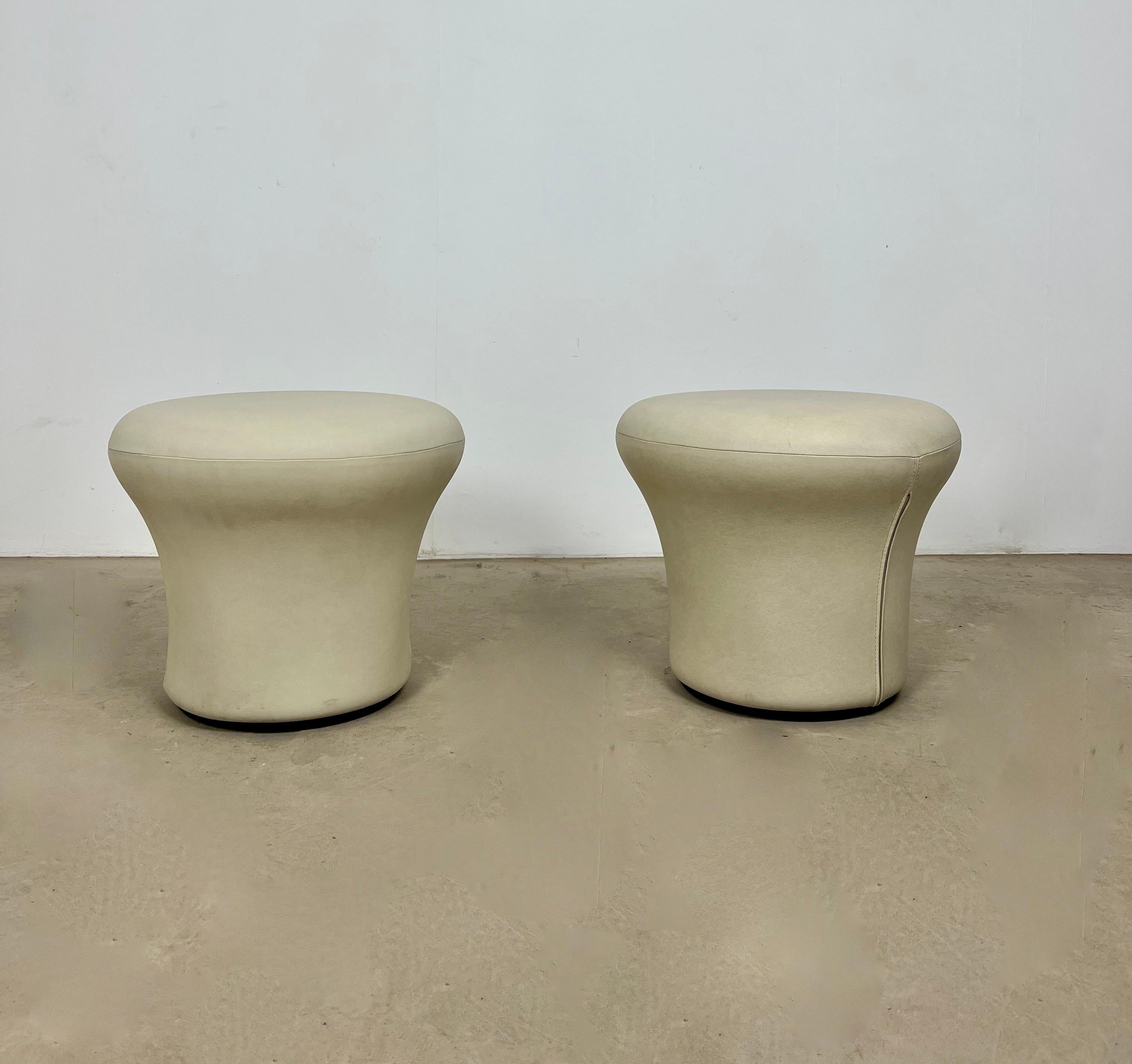 Pair of stools stamped Artifort. Wear due to time and age of stools.
