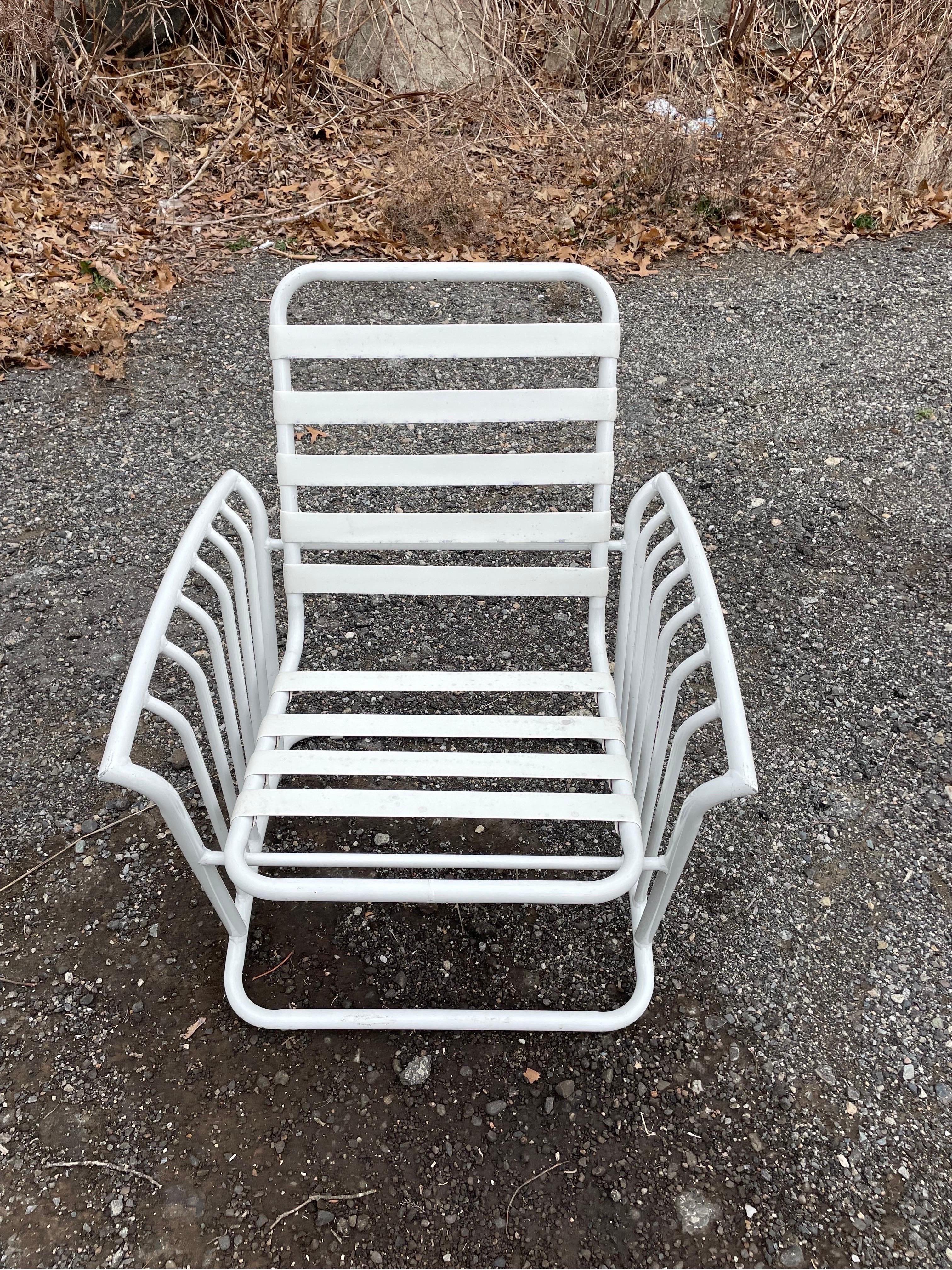 Art Deco Vinyl Strapped Outdoor Patio Seating For Sale