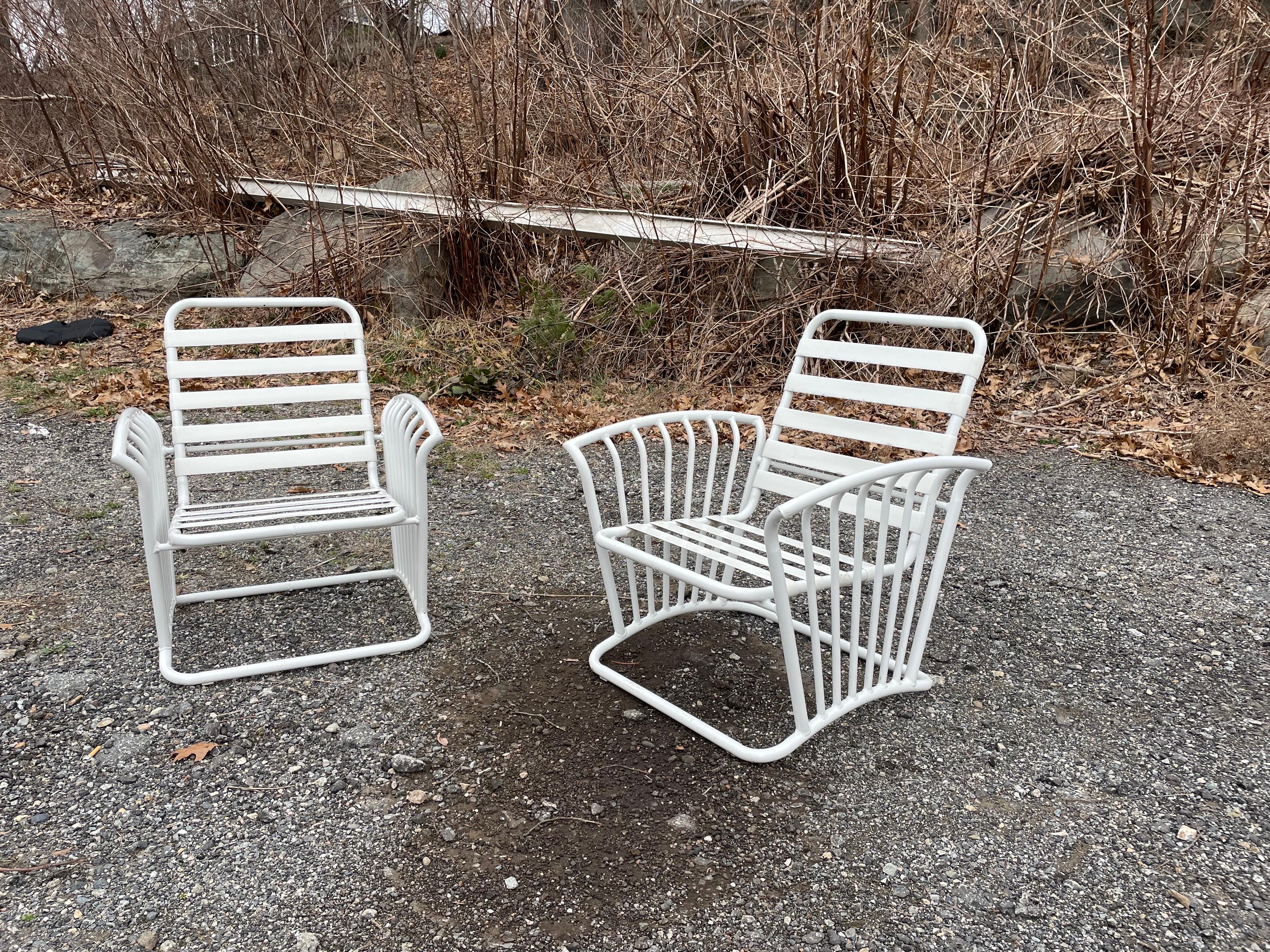 Vinyl Strapped Outdoor Patio Seating In Good Condition For Sale In Cumberland, RI
