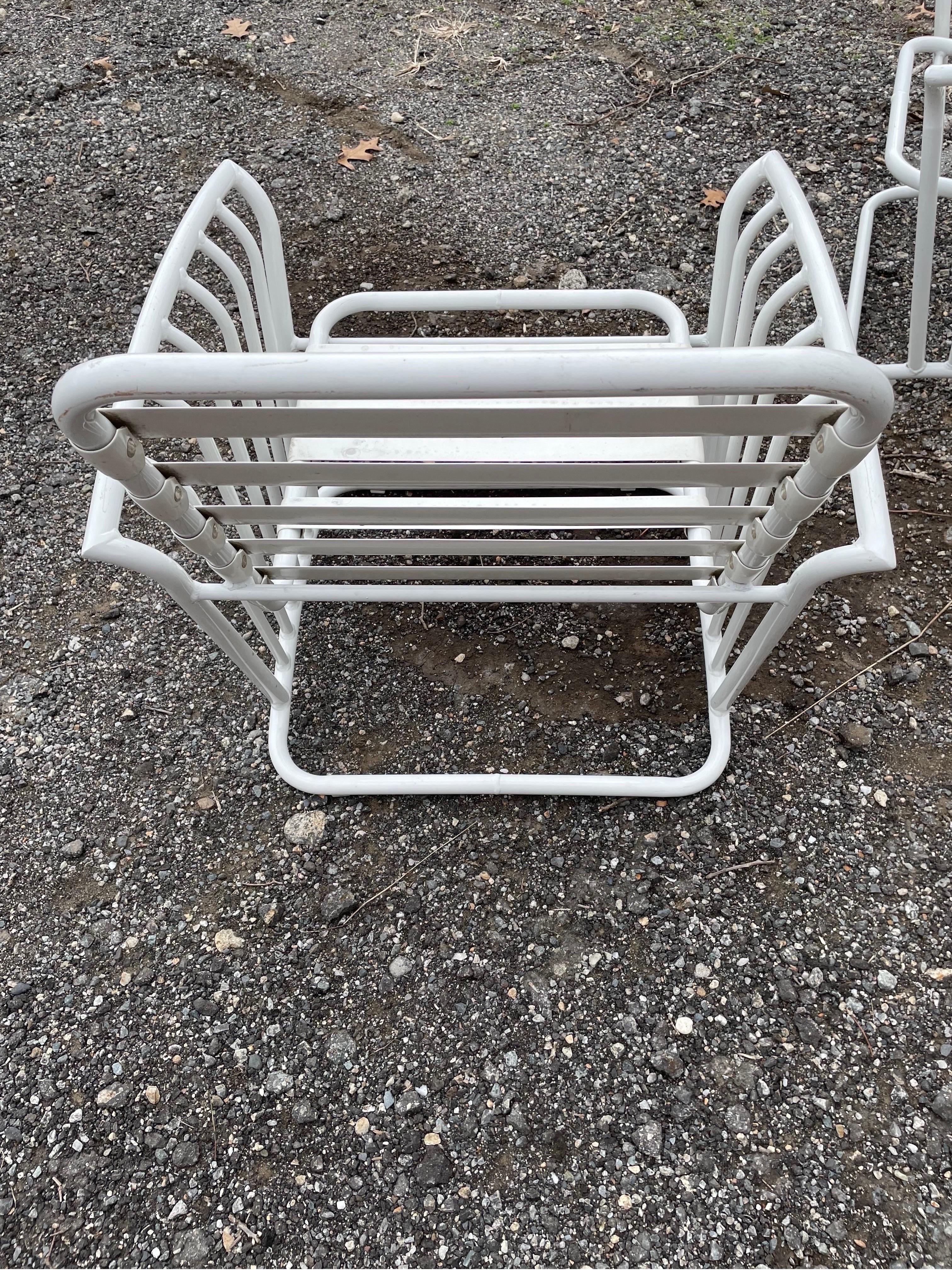 Metal Vinyl Strapped Outdoor Patio Seating For Sale