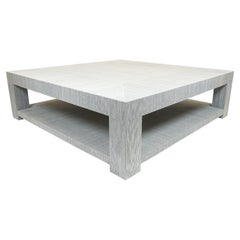 Vinyl-Wrapped Square Coffee Table with Open Lower Shelf