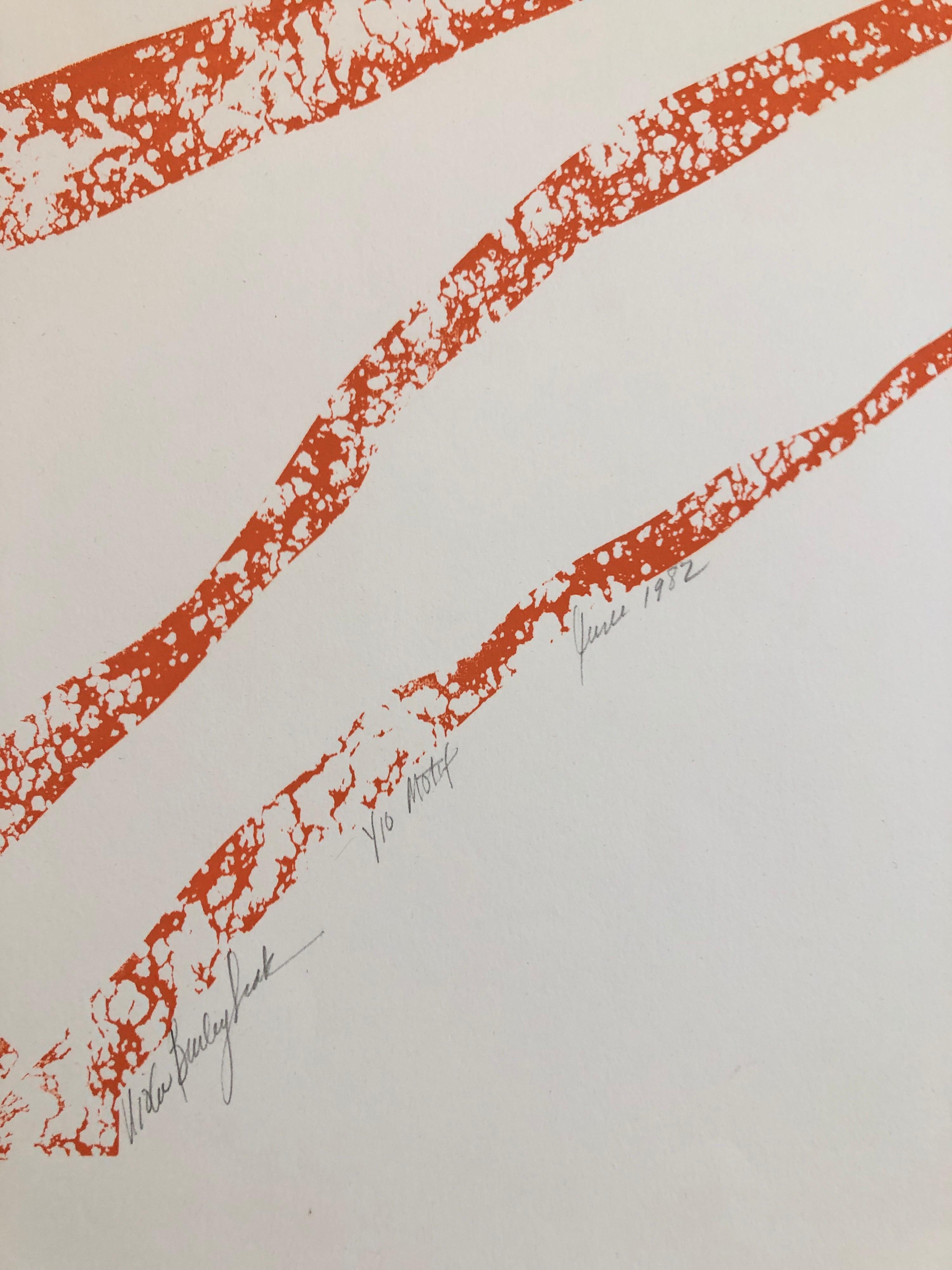 Motiv. Abstrakter, amerikanischer Viola Leak-Holzschnitt-Seidendruck (Zeitgenössisch), Print, von Viola Burley Leak
