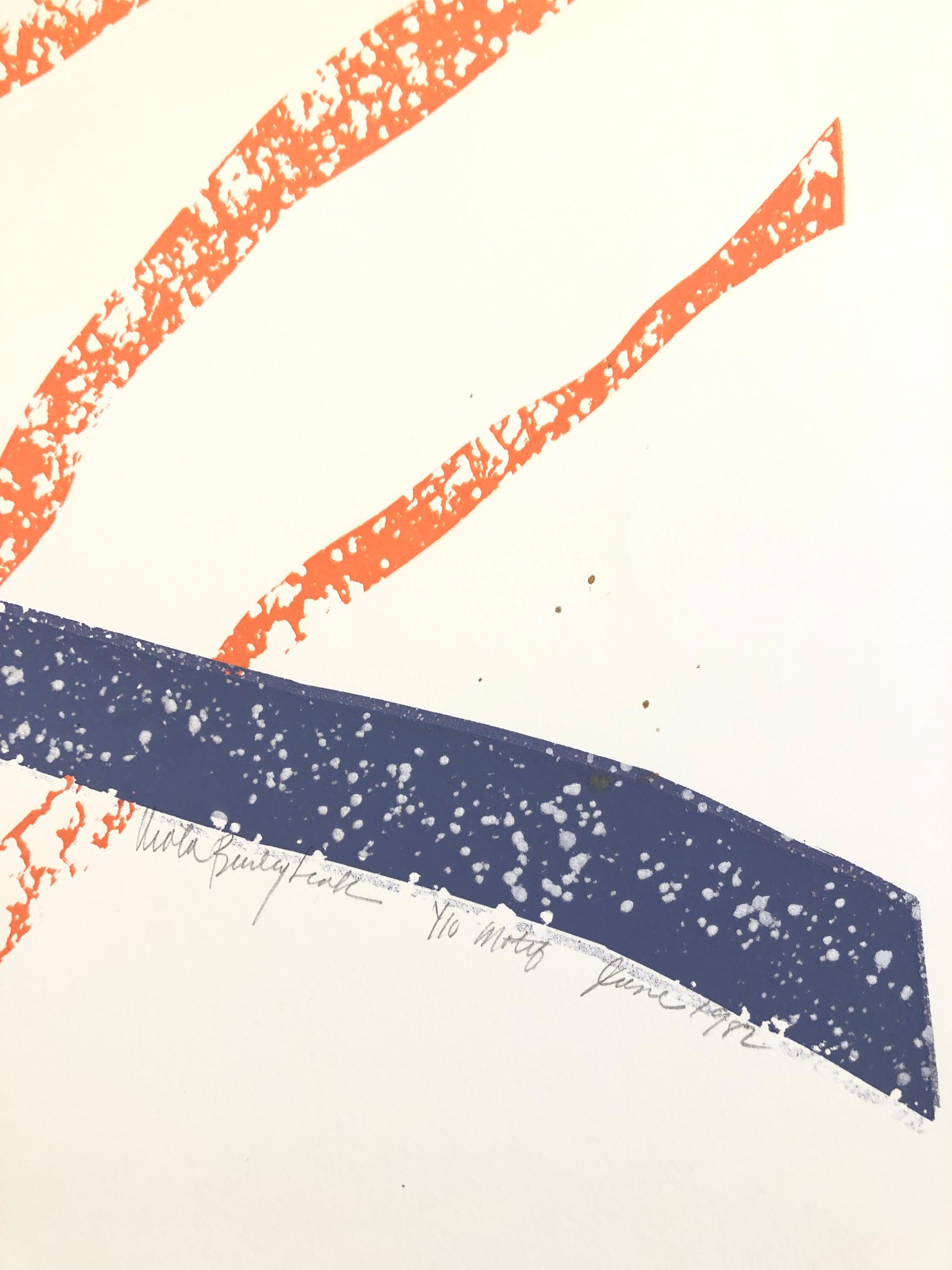 Abstrakter amerikanischer Viola Leak-Holzschnitt-Seidendruck mit Goldmotiv (Zeitgenössisch), Print, von Viola Burley Leak