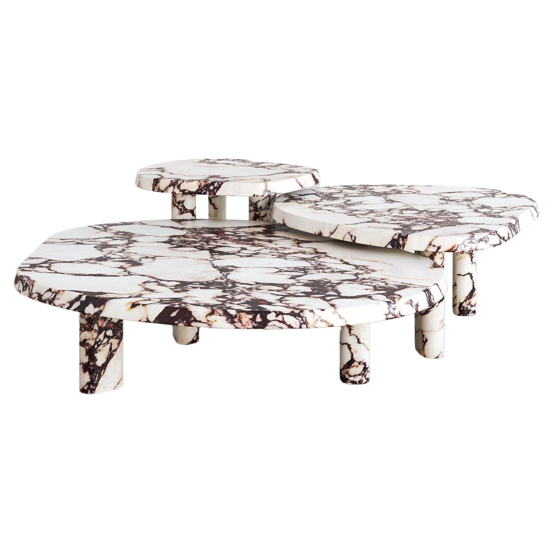 Viola Calacatta Marble Full Set Fiori Nesting Coffee Table by the Essentialist For Sale