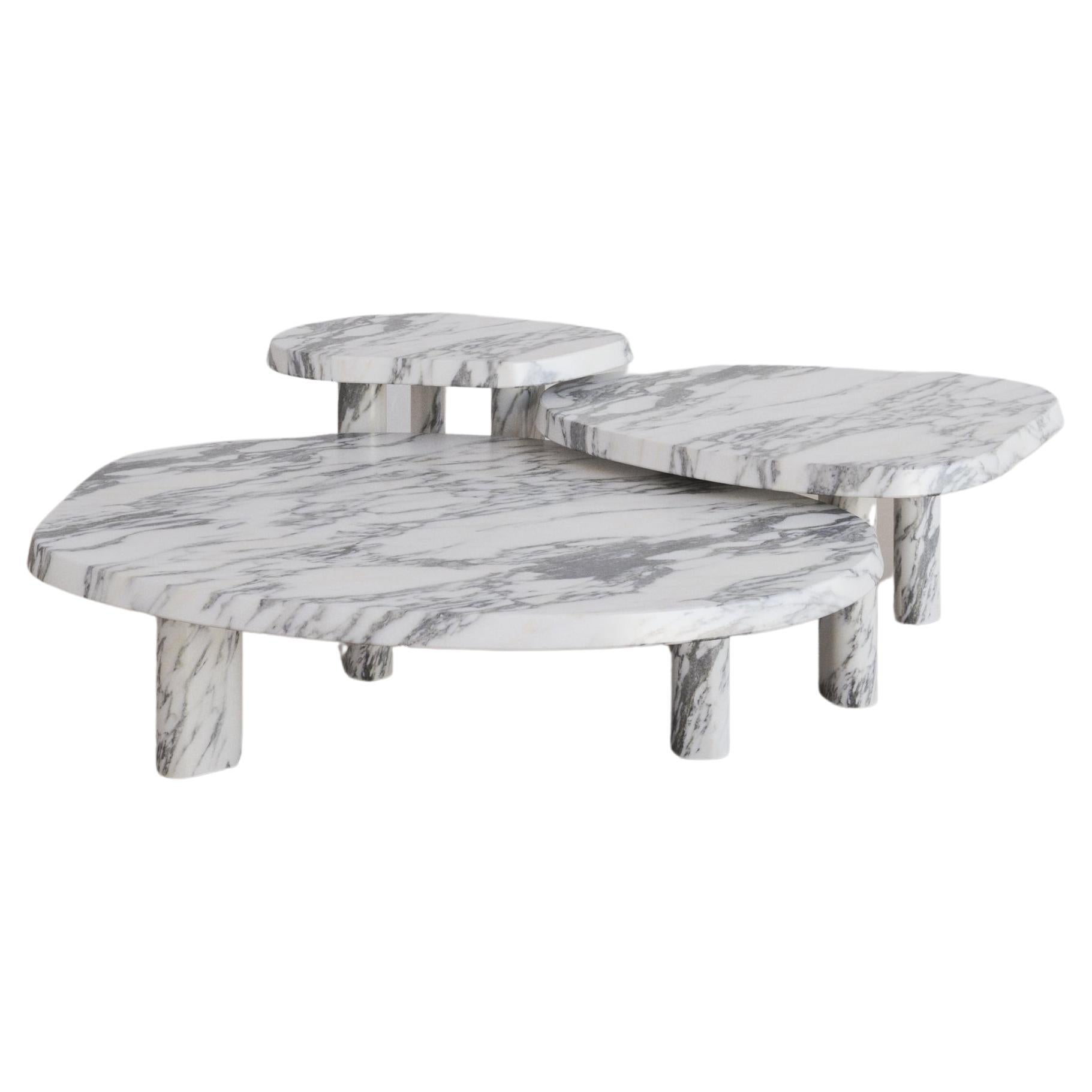 La table basse Fiori en marbre Viola Calacatta de The Essentialist dégage un sens délicat de l'organicisme, une vision du sublime est née, révolutionnant la beauté et déifiant la pierre dans son expression la plus vraie. Fiori forge une déclaration