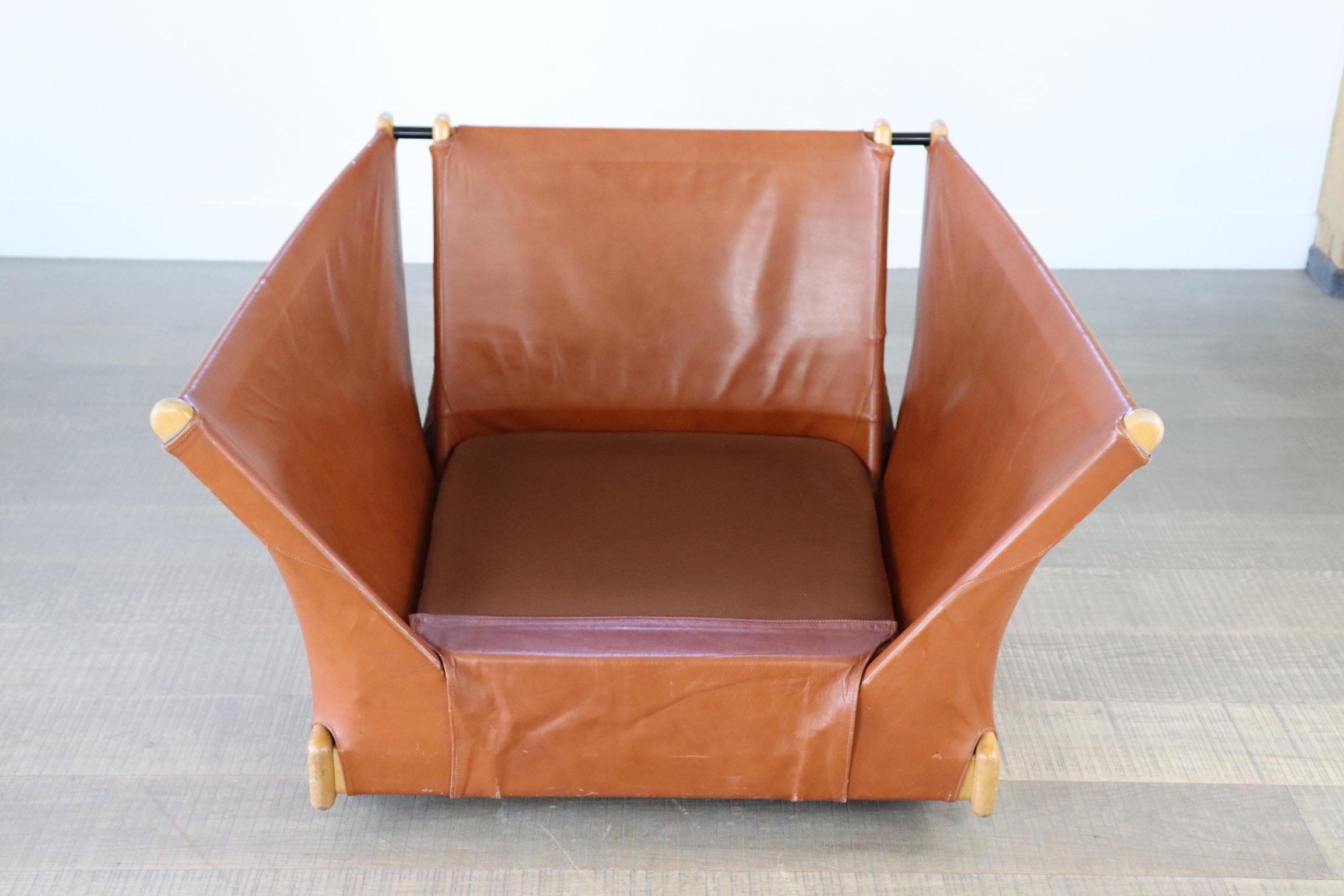 Viola d’Amore Armchair by Piero de Martini for Cassina in Cognac Leather, 1980s 10