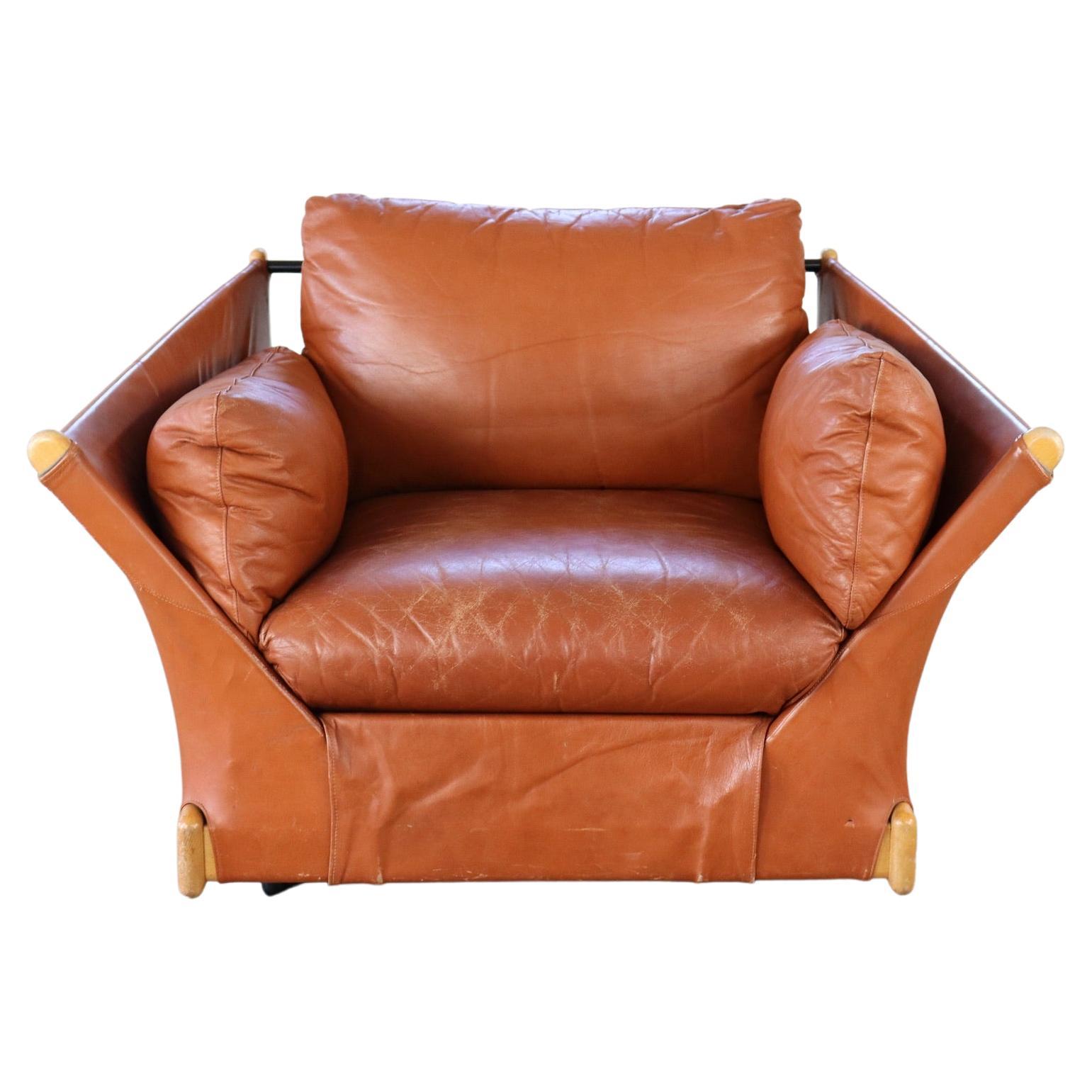 Viola d’Amore Armchair by Piero de Martini for Cassina in Cognac Leather, 1980s