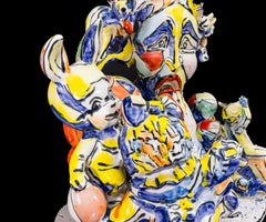 Viola Frey Gruppo figurativo in ceramica smaltata Scultura contemporanea autenticata