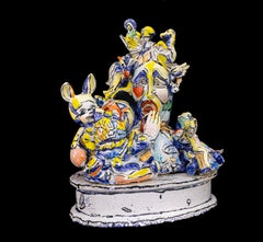 Viola Frey Gruppo figurativo in ceramica smaltata Scultura contemporanea autenticata