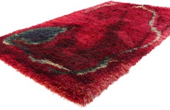 Viola Gråsten Tapis Rya suédois d'époque, le design biophilique rencontre l'expressionnisme