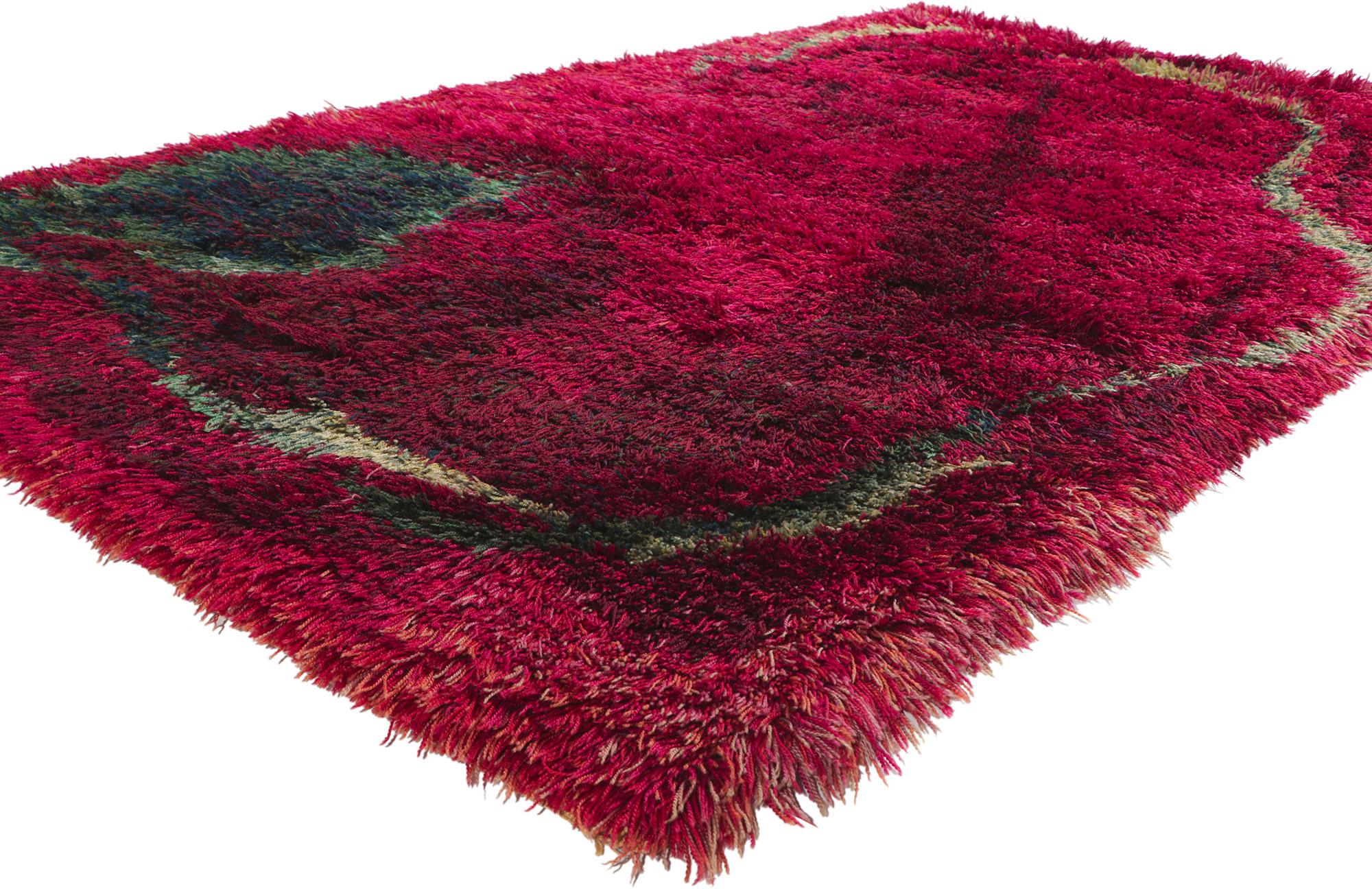 Scandinavian Modern Viola Gråsten Vintage Swedish Rya Rug, Biophilic Design Meets Expressionism