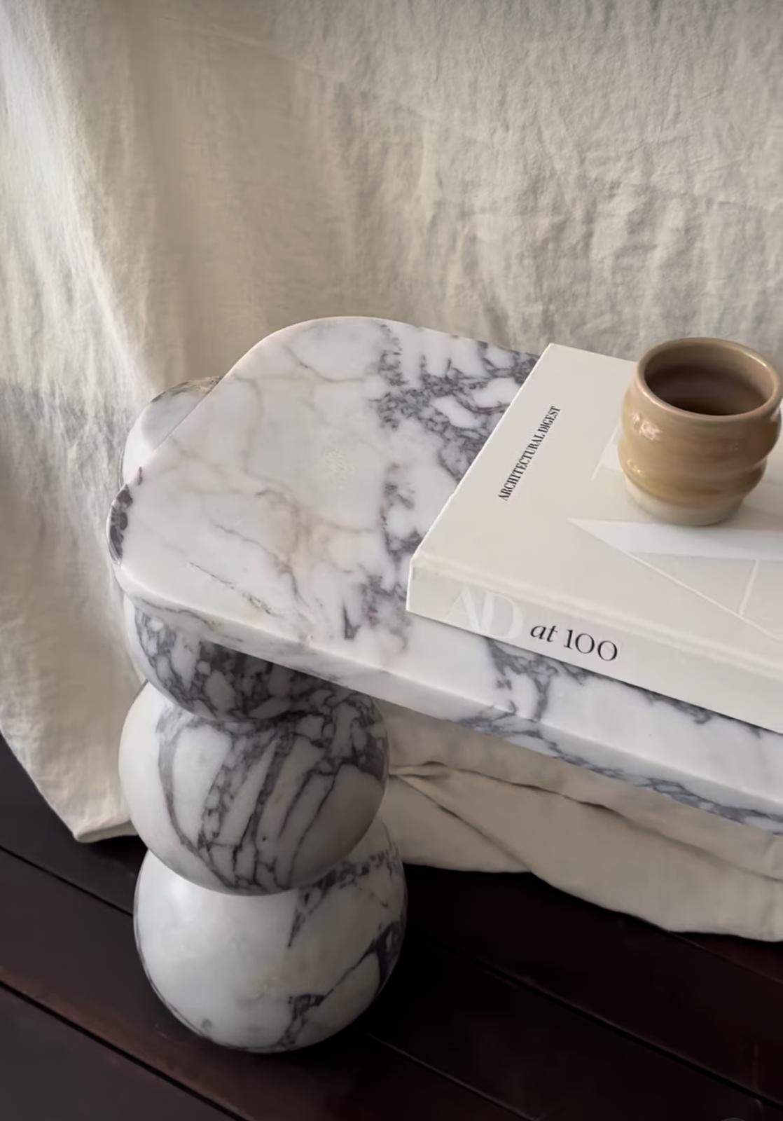 Contemporary Viola Marble Console Table with Ball Legs For Sale