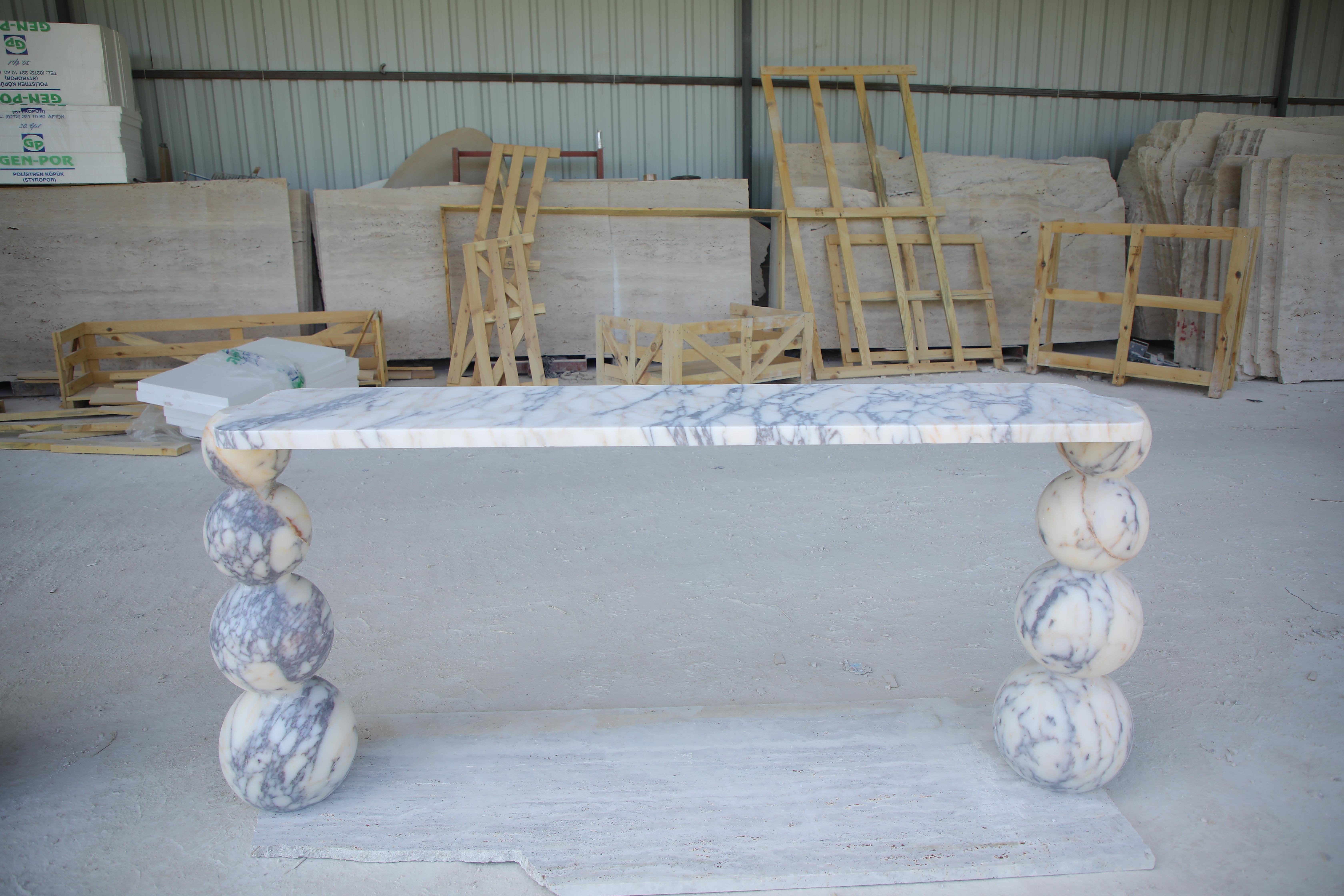 Viola Marble Console Table with Ball Legs For Sale 1