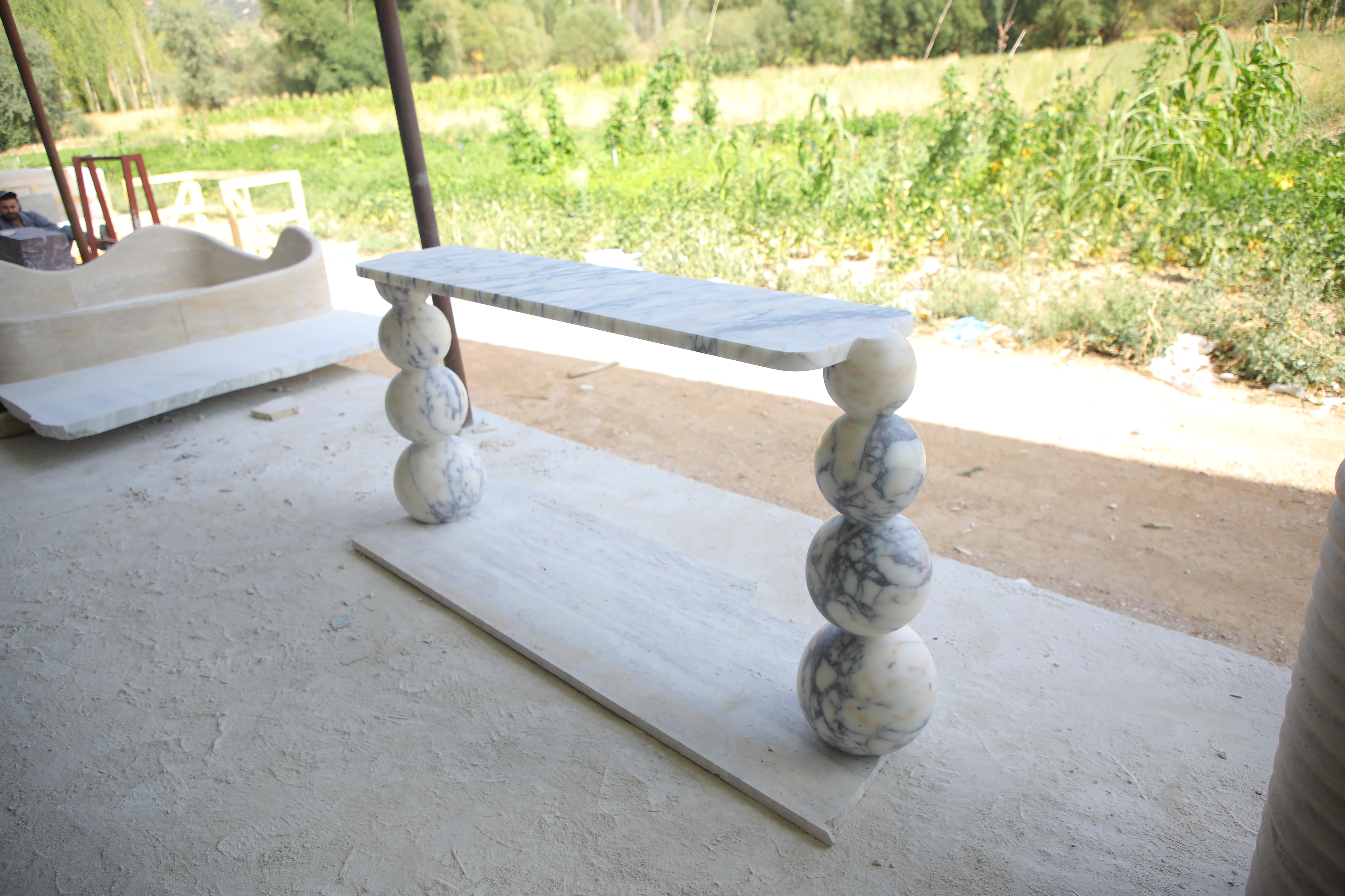 Viola Marble Console Table with Ball Legs For Sale 2