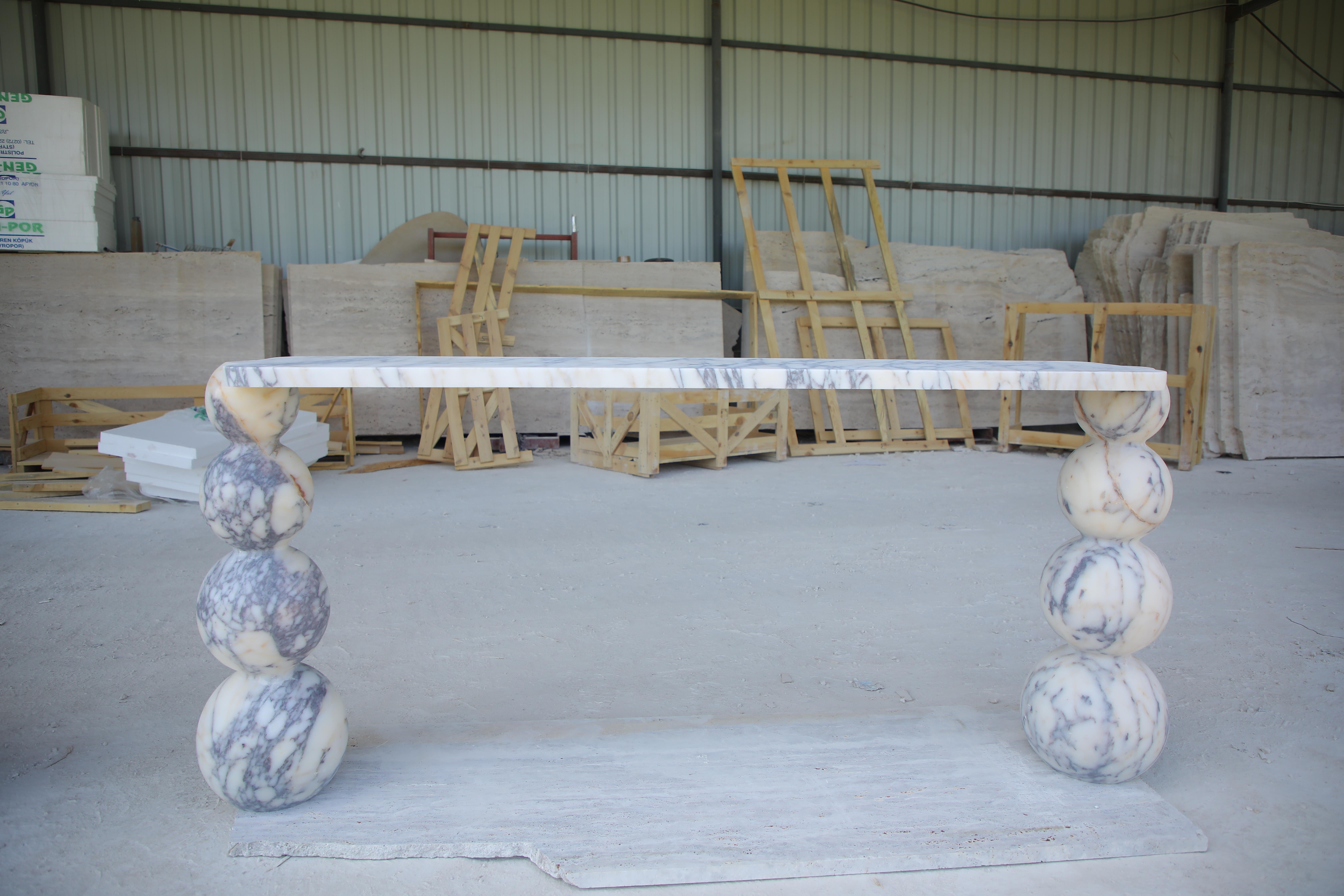 Viola Marble Console Table with Ball Legs For Sale 3