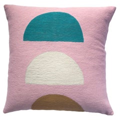 Viola Pink Hand Embroidered Modern Geometric Throw Pillow Cover