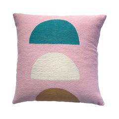 Viola Pink Hand Embroidered Modern Geometric Throw Pillow Cover