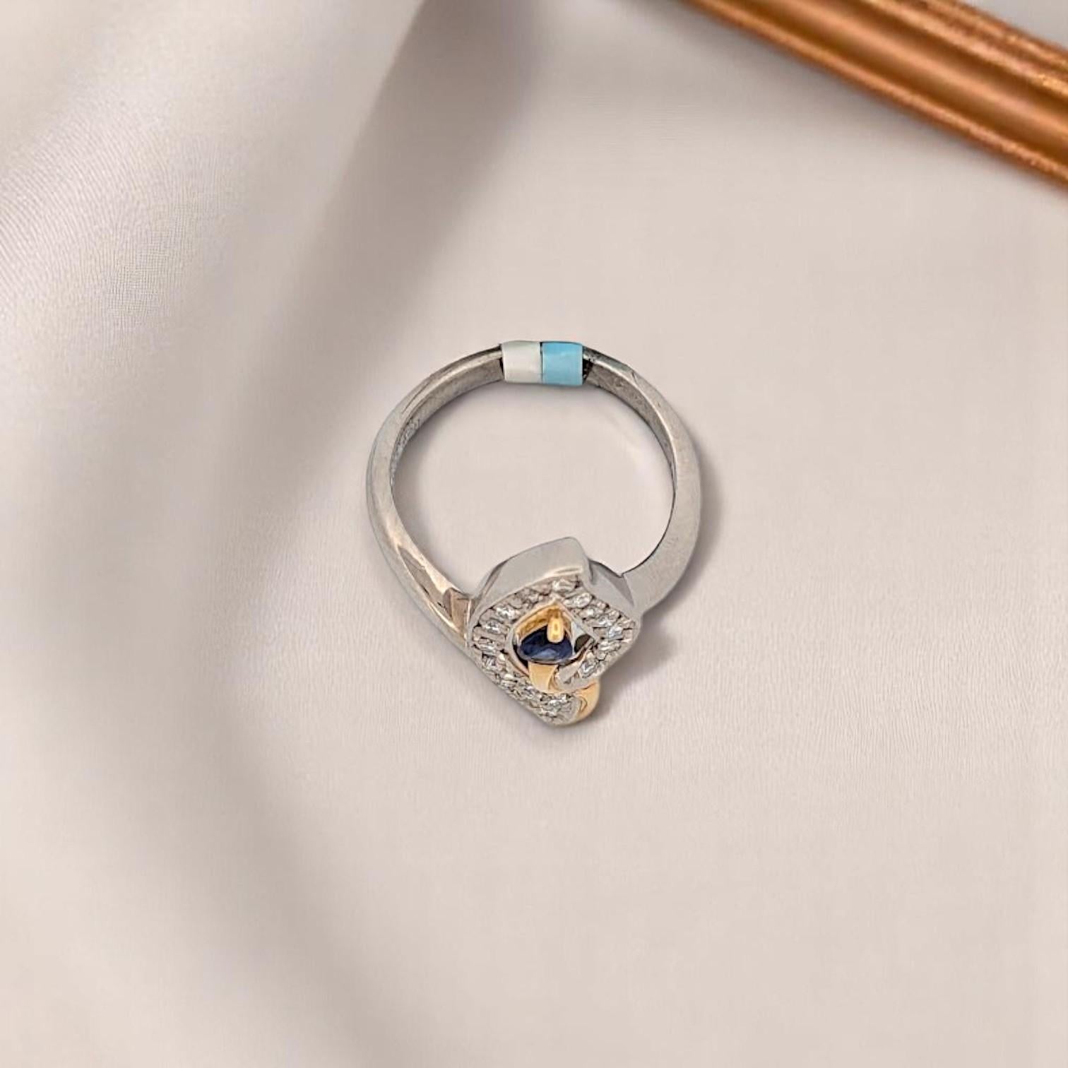Bratsche  Ring aus Platin und 18K Gelbgold mit 0,20ct Saphir im Zustand „Neu“ im Angebot in Greeneville, TN