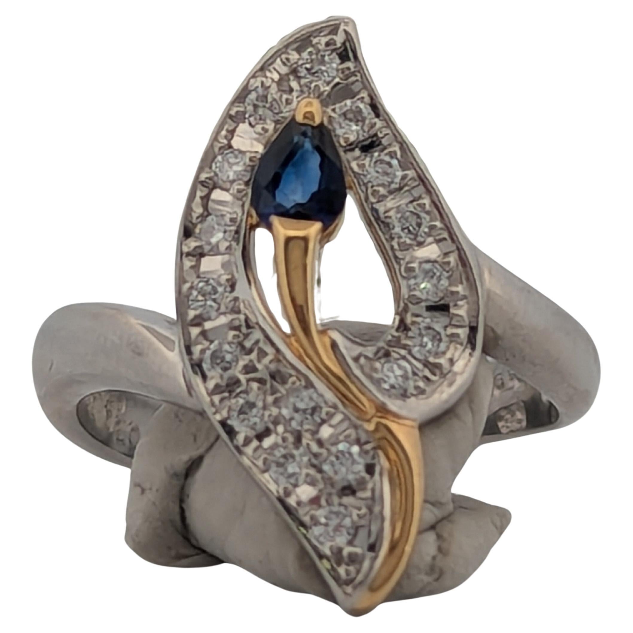 Bratsche  Ring aus Platin und 18K Gelbgold mit 0,20ct Saphir im Angebot