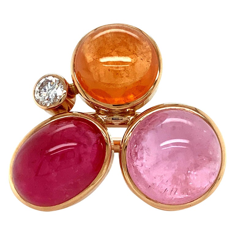 Spreng Viola Ring 18K Gold Mandarin, pink Tourmaline, Rubelite