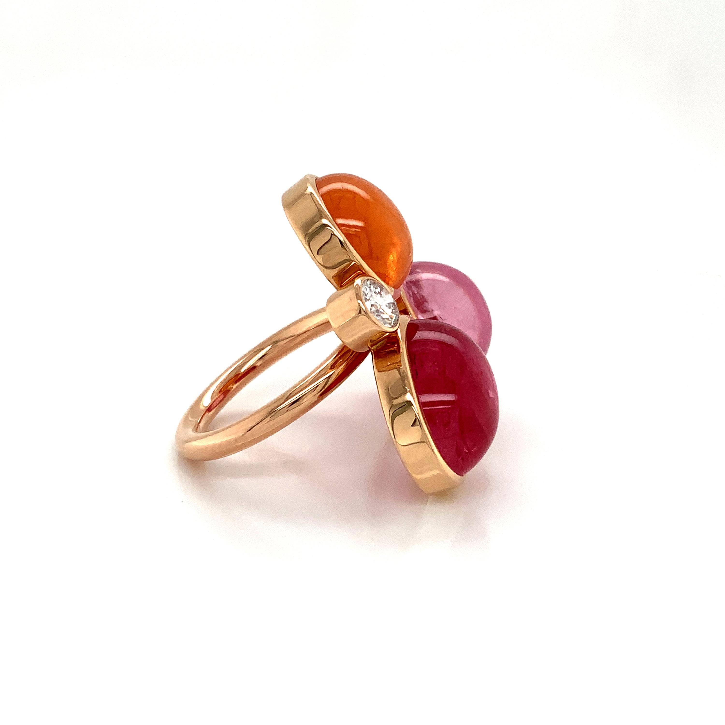 Contemporary Georg Spreng - Viola Ring 18K Gold Mandarin, pink Tourmaline, Rubelite, Diamond For Sale