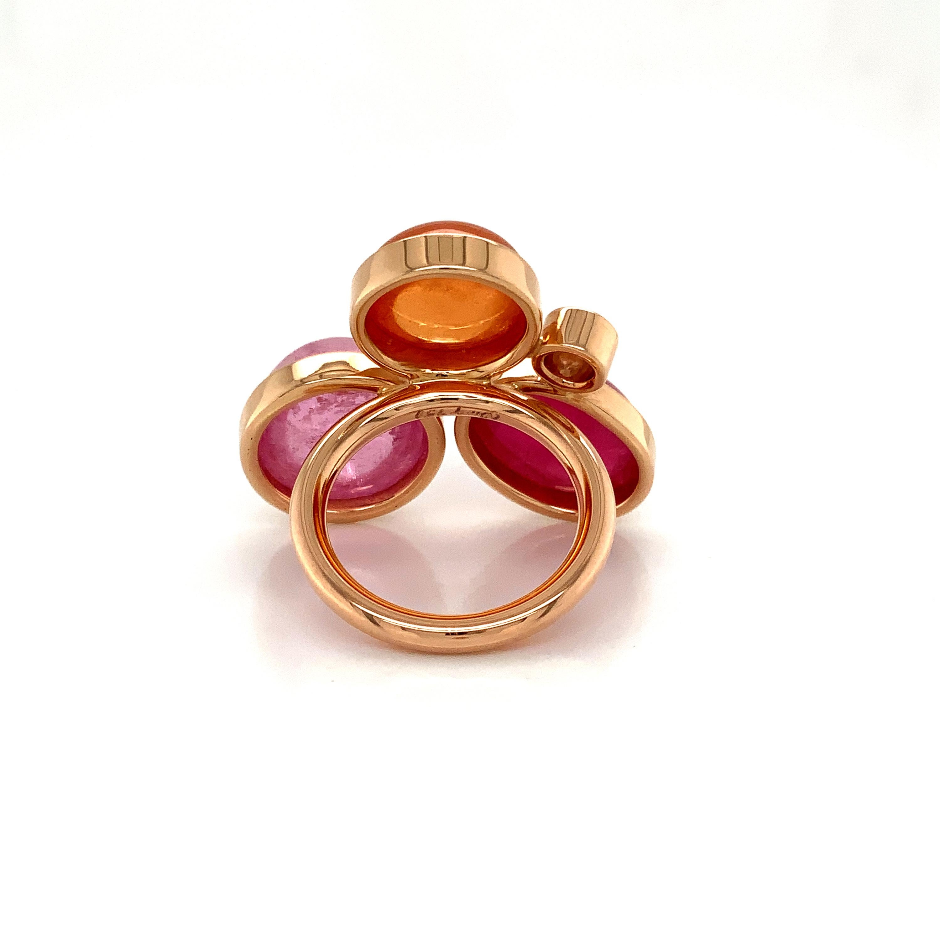 Georg Spreng - Viola Ring 18K Gold Mandarin, pink Tourmaline, Rubelite, Diamond In New Condition For Sale In Waldstetten, DE