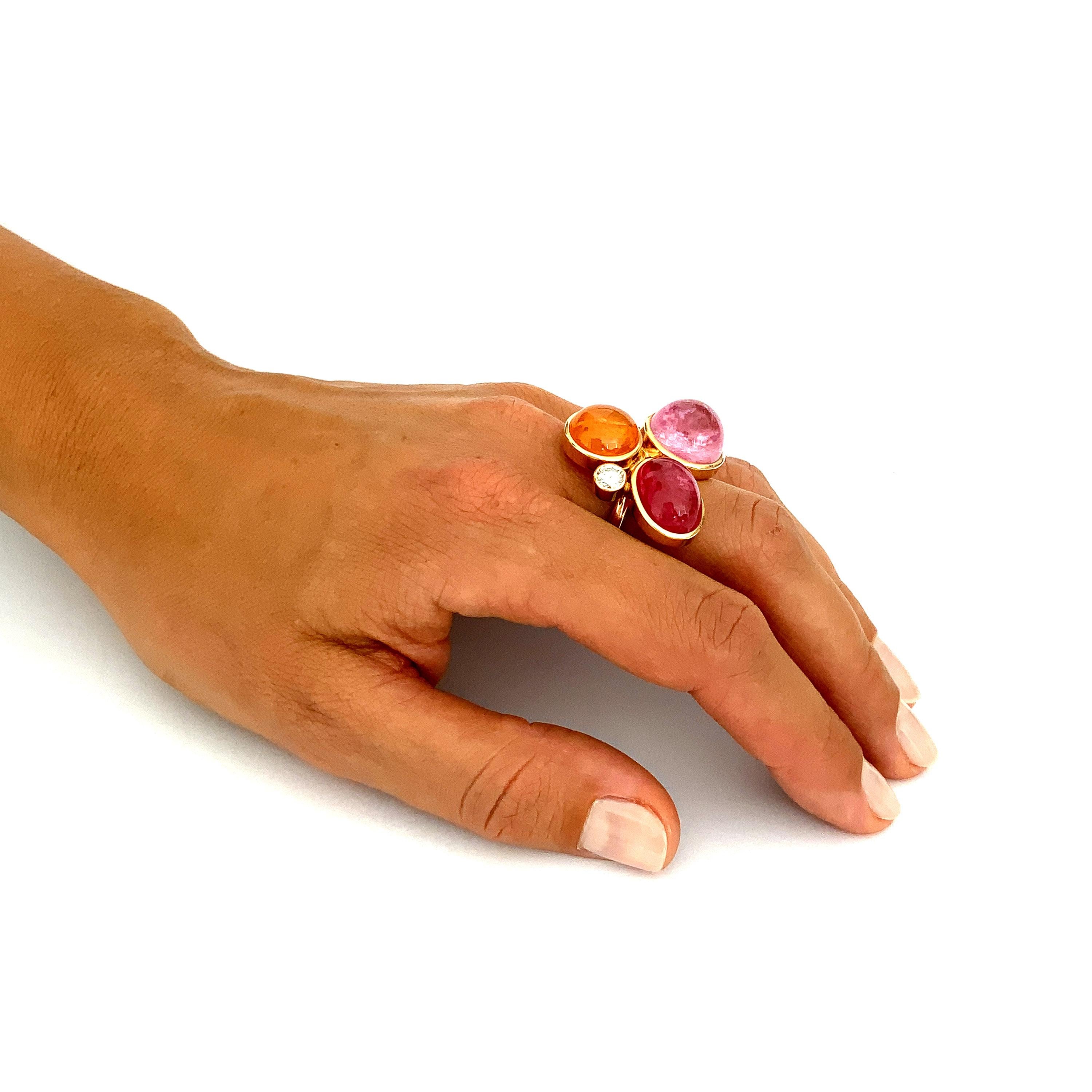 Georg Spreng - Viola Ring 18K Gold Mandarin, pink Tourmaline, Rubelite, Diamond For Sale 2
