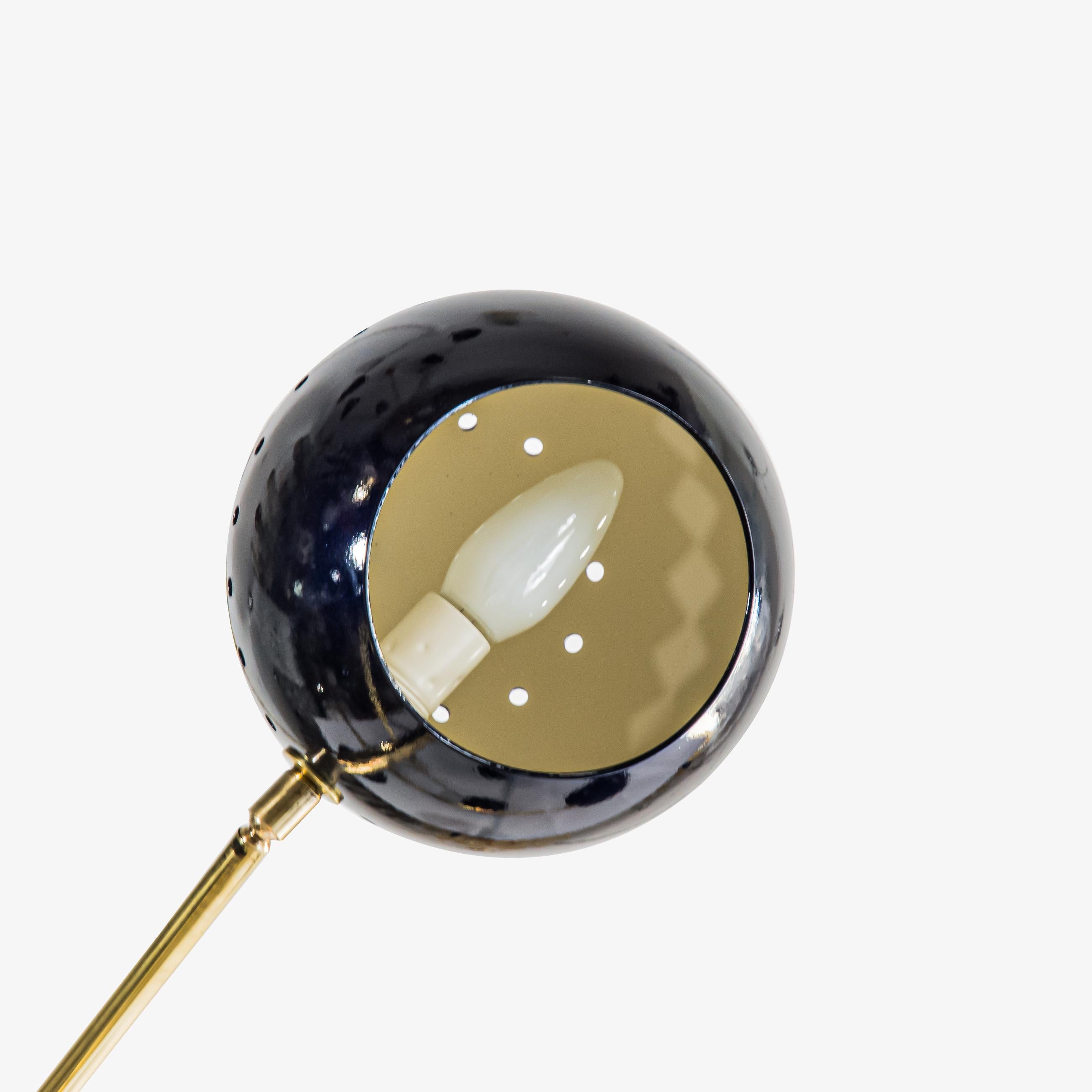 Viola Sputnik Lamp 16 dark Purple Color Shades Brass Structure by Diego Mardegan For Sale 3