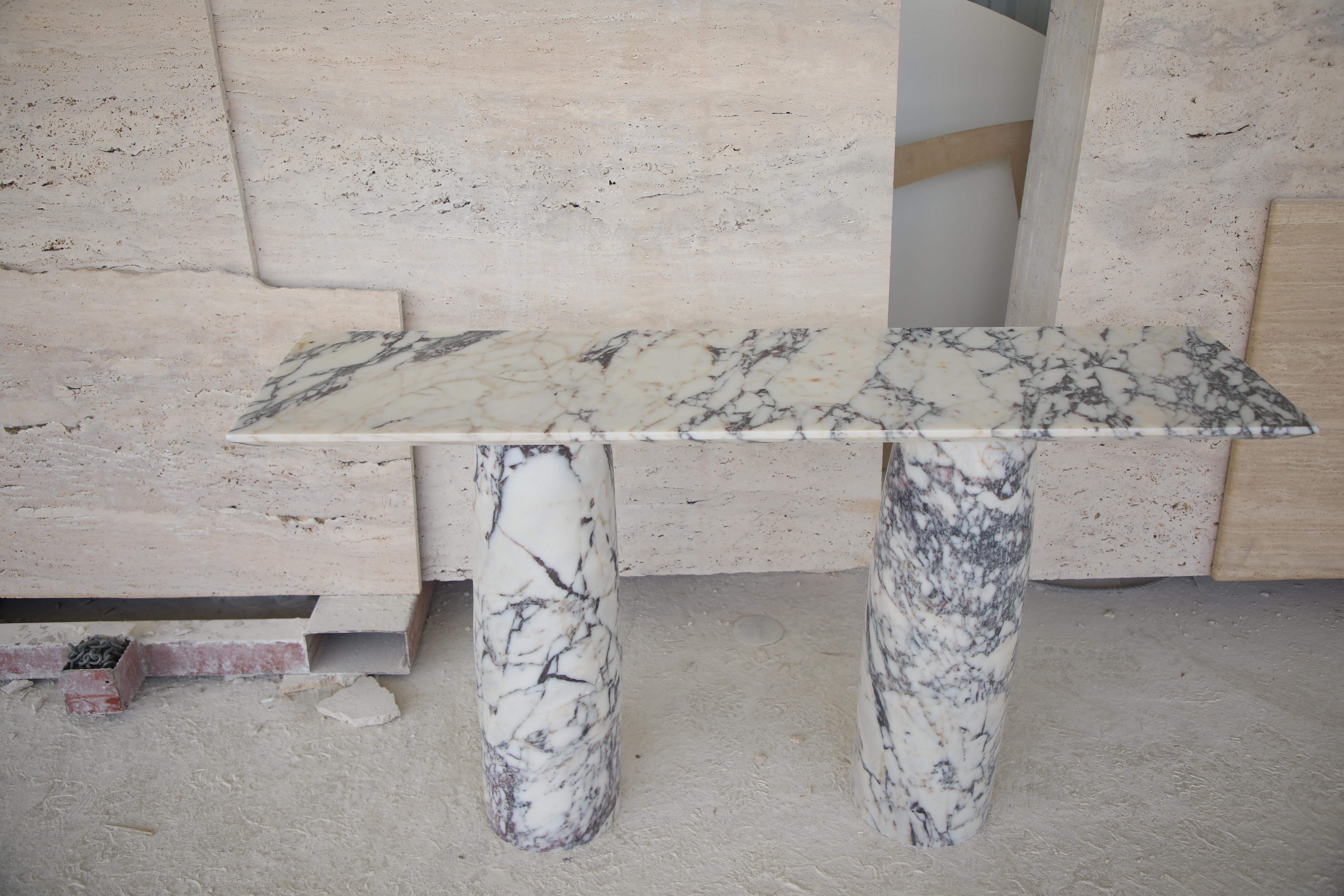 Contemporary Viola Veined Violet Marble Console Table inspired by Mangiarotti / Bellini For Sale