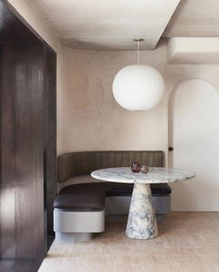 Viola Veined Violet Round Dining Table in the Style of 1970 Angelo Mangiarotti