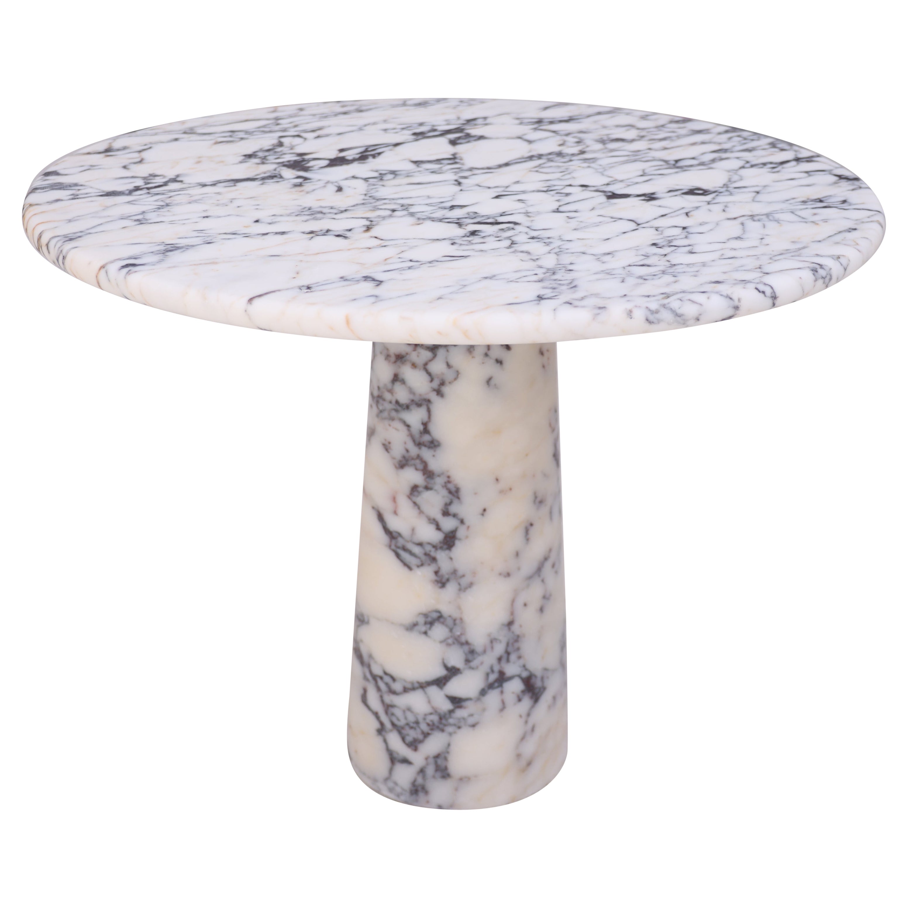 Mesa de Comedor Redonda Viola Violeta Veteada al Estilo de 1970 Angelo Mangiarotti