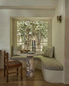 Viola Veined Violet Round marble Dining Table in the Style of 1970 Mangiarotti