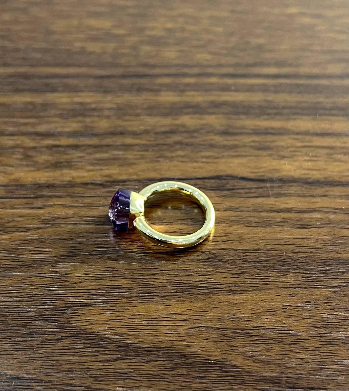 Violet Amethyst Unique Nudo Faceted Cut 14K Yellow Gold Statement Cocktail Ring In New Condition For Sale In Oakton, VA