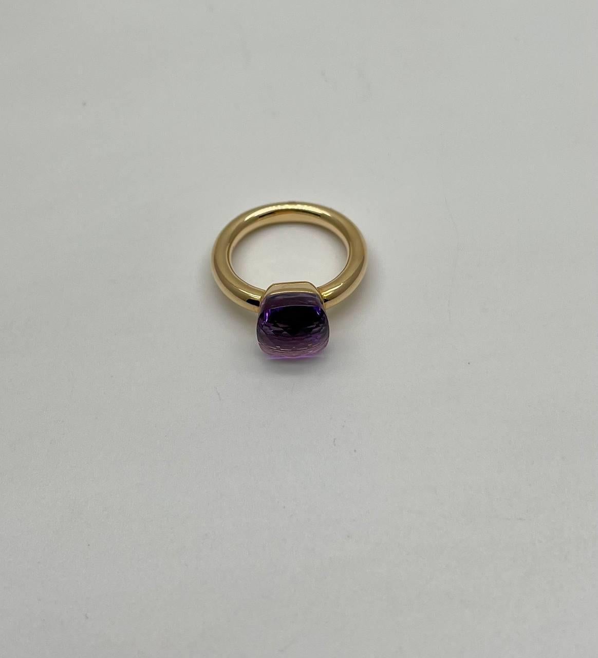 Women's Violet Amethyst Unique Nudo Faceted Cut 14K Yellow Gold Statement Cocktail Ring For Sale