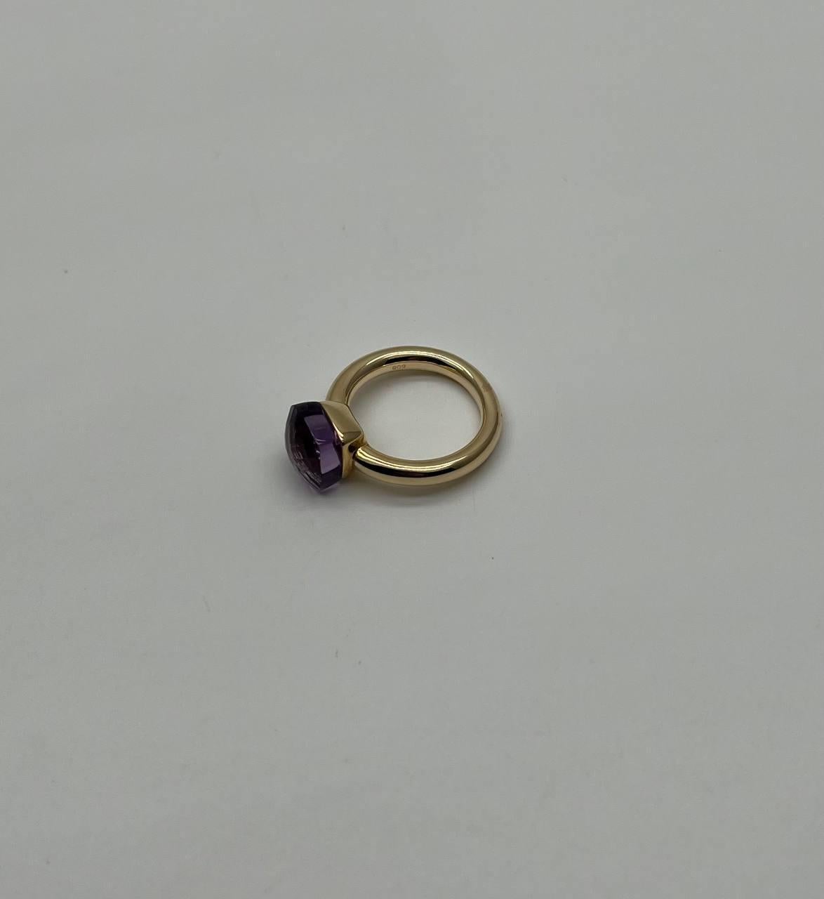Violet Amethyst Unique Nudo Faceted Cut 14K Yellow Gold Statement Cocktail Ring For Sale 2