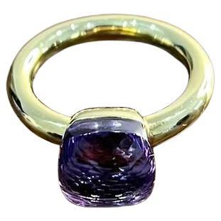 Violet Amethyst Unique Nudo Faceted Cut 14K Yellow Gold Statement Cocktail Ring For Sale