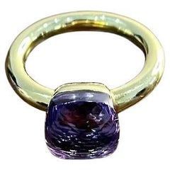 Amatista Violeta Única Nudo Corte Facetado Anillo de Cóctel de Oro Amarillo de 14K con Declaración