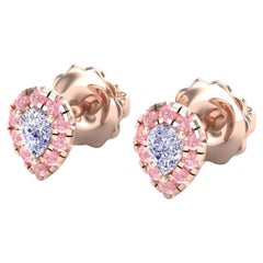 Violet and Argyle Pink Halo Stud Earrings
