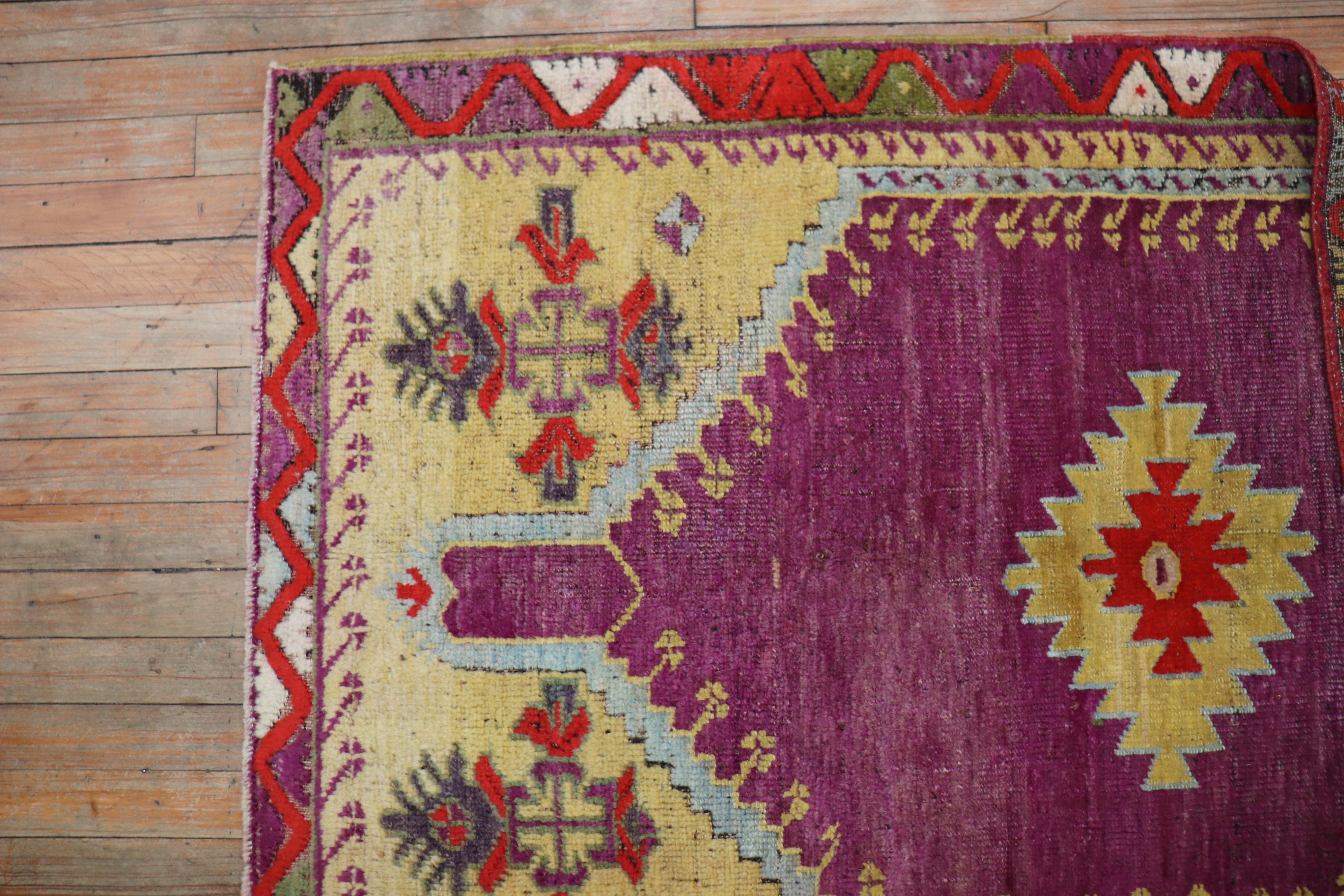 Early 20th Century Violet Antique Turkish Melas Prayer Niche Rug For Sale